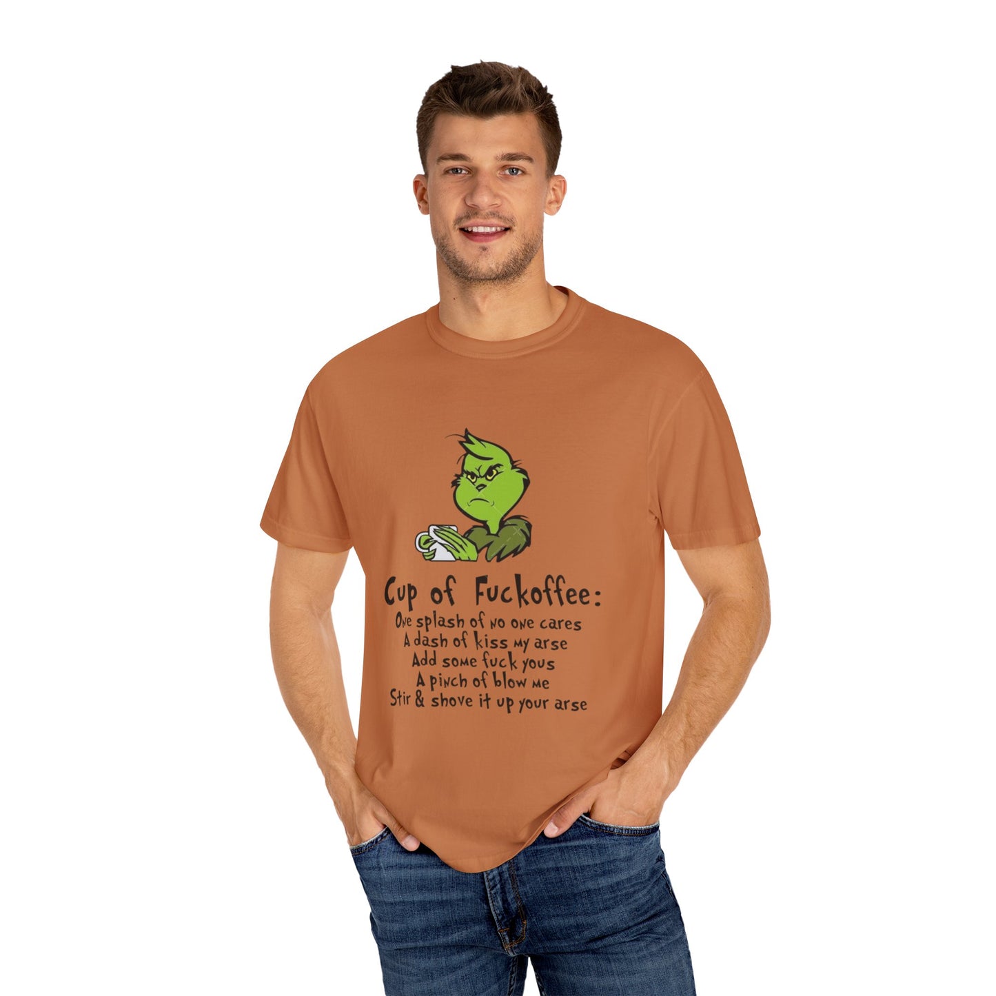 Holiday Graphic Tees  Cozy Festive Wear Funny Grinch-Inspired Unisex T-Shirt Cup of Fuckoffee