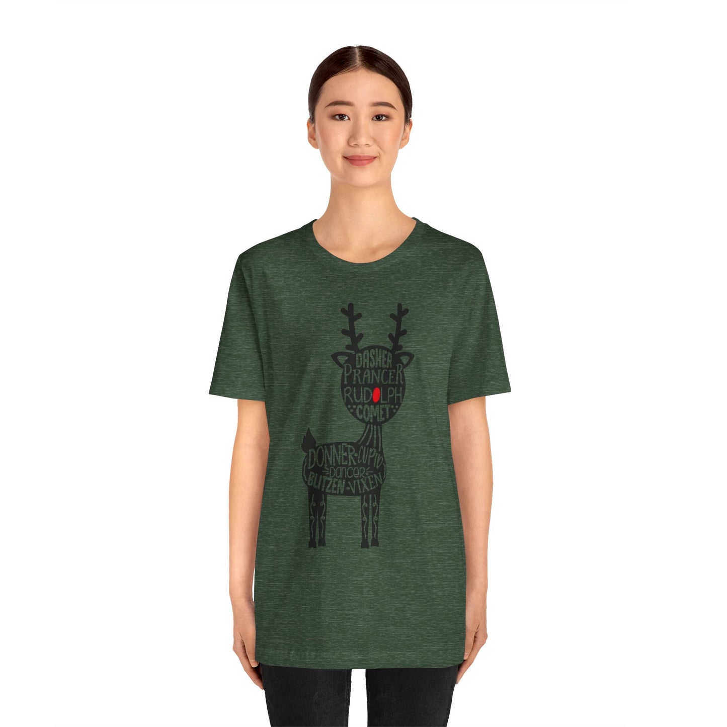 Christmas Reindeer Graphic Tee - Unisex Jersey Short Sleeve Shirt