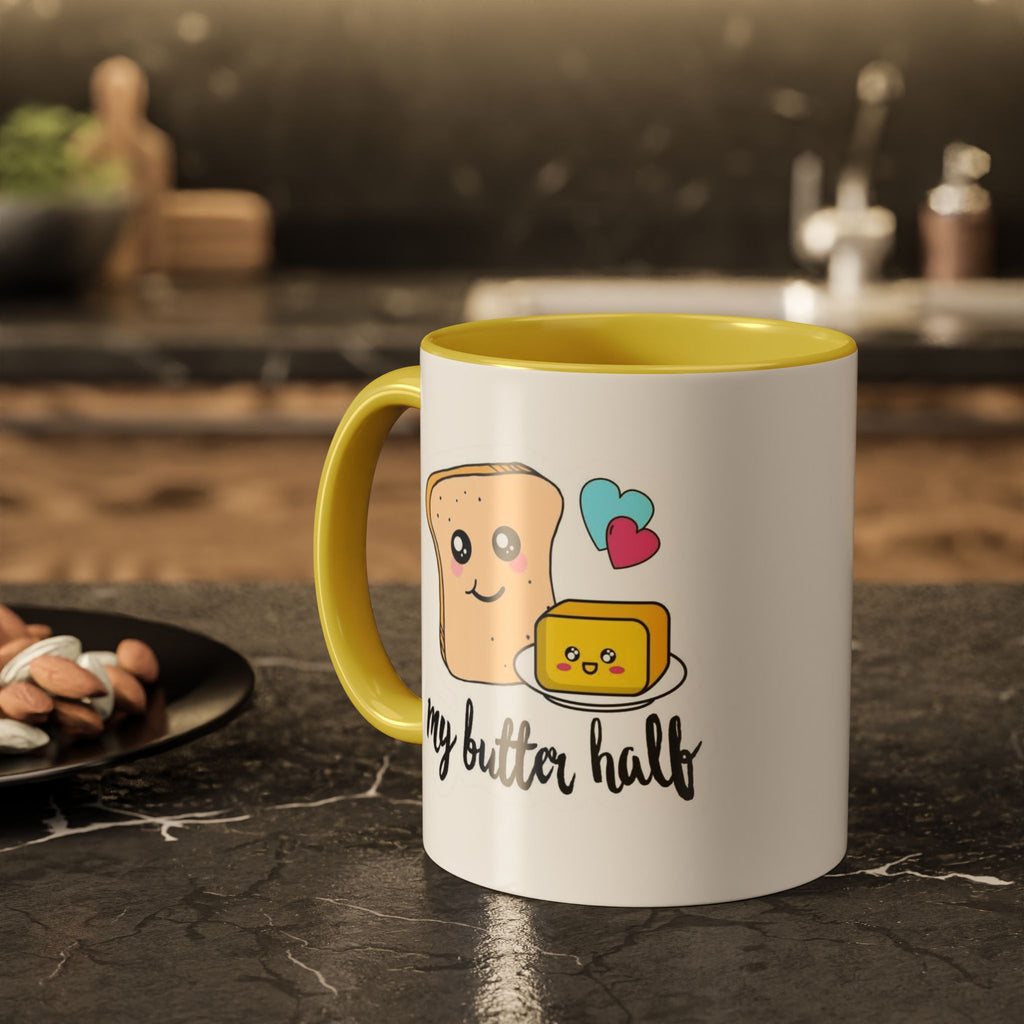 Motivational & Funny Quote Mugs Uplifting Coffee Cup Gifts Cute Foodie Relationship Mug My Butter Half Design, Colorful 11oz & 15oz