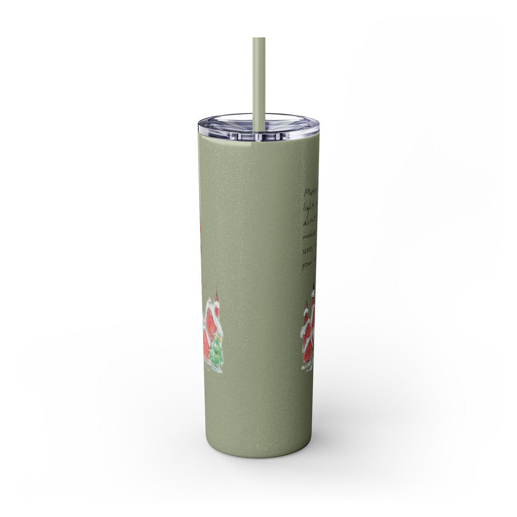 Grinch Christmas Skinny Tumbler with Straw — Dr. Seuss Holiday Quote Design, 20oz Christmas Mugs Collection