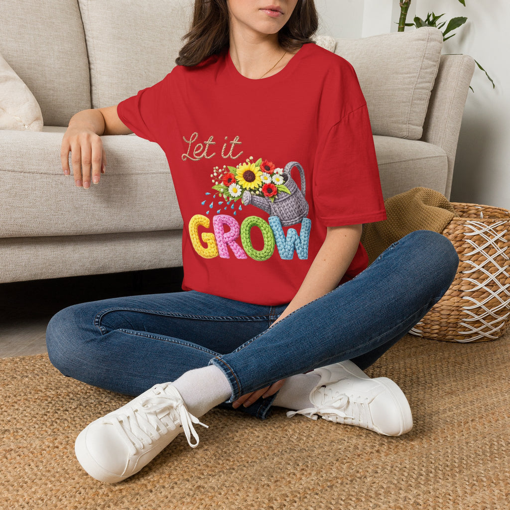 Let It Grow T-Shirt — Floral Watering Can Garden Tee