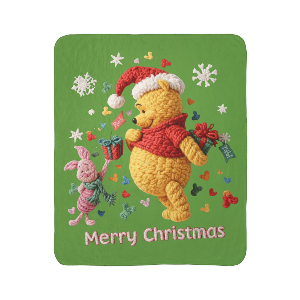 Winnie the Pooh Merry Christmas Fleece Sherpa Blanket Santa’s Little Snuggle Blanket