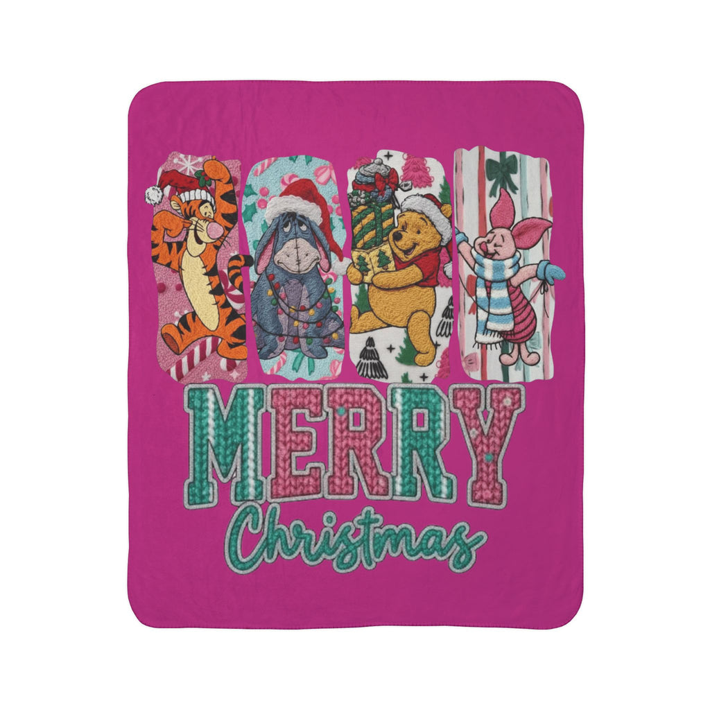 Winnie the Pooh Merry Christmas Fleece Sherpa Blanket