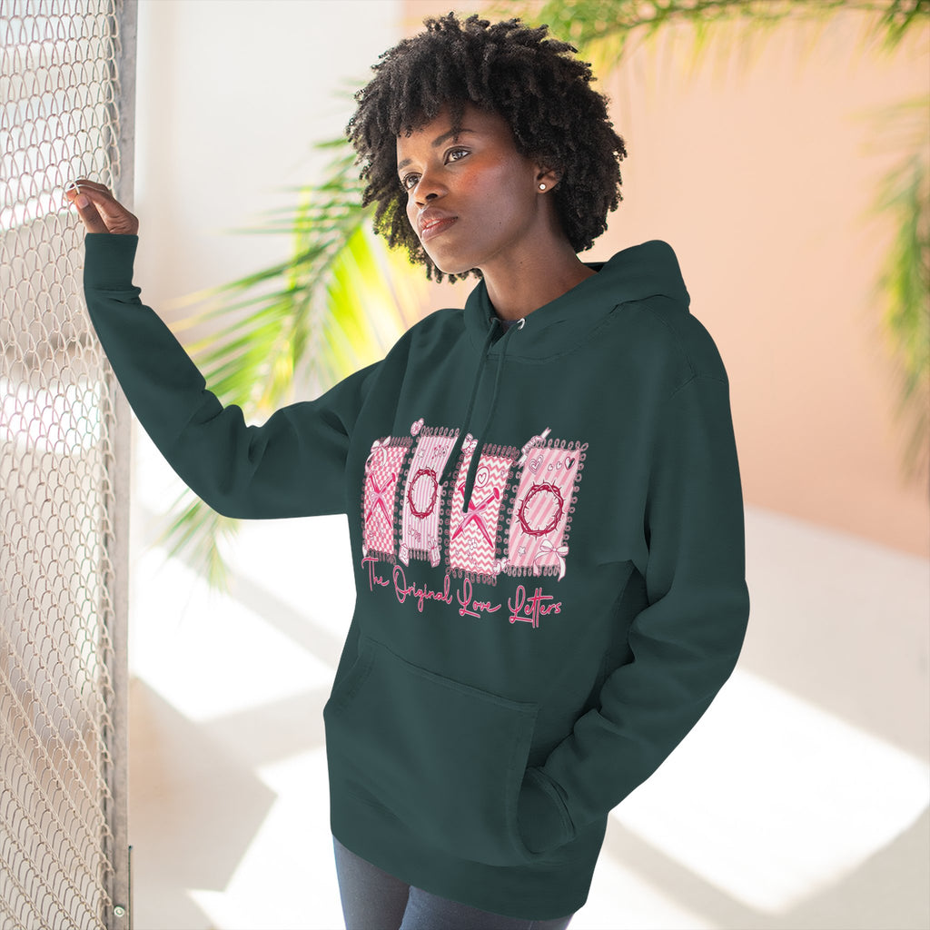 Hoodie  Pink XOXO Three Panel Love Letters Fleece Hoodie