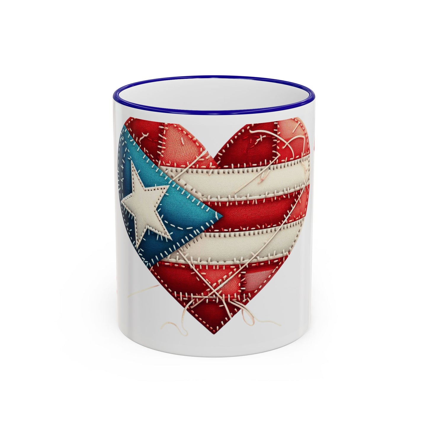 Puerto Rico Flag Heart Accent Rim Mug — Patriotic Coffee Cup (11oz/15oz)