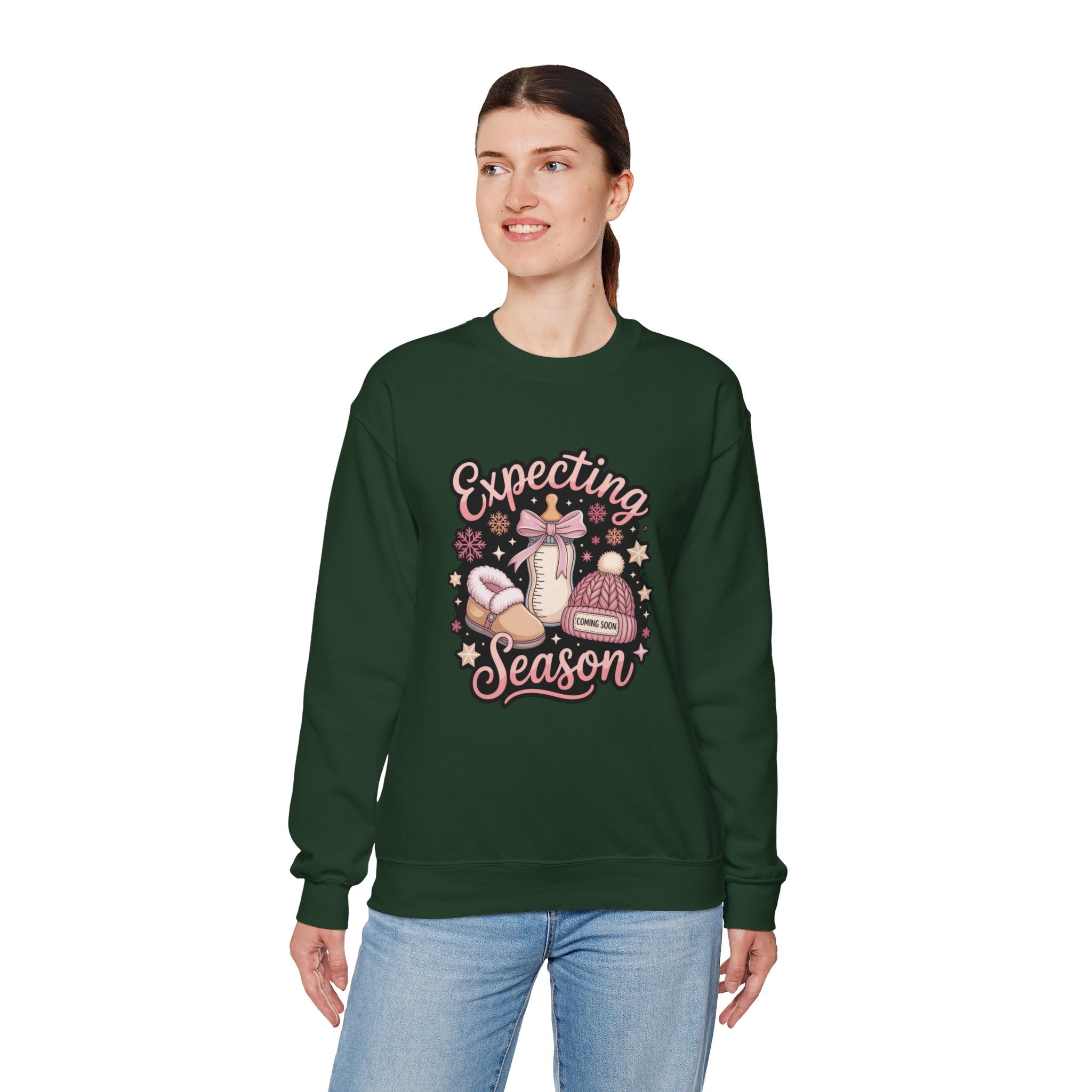 Expecting Season Sweatshirt  Cute Pregnancy Announcement Pullover Cartoon Christmas T-shirts and Sweaters
