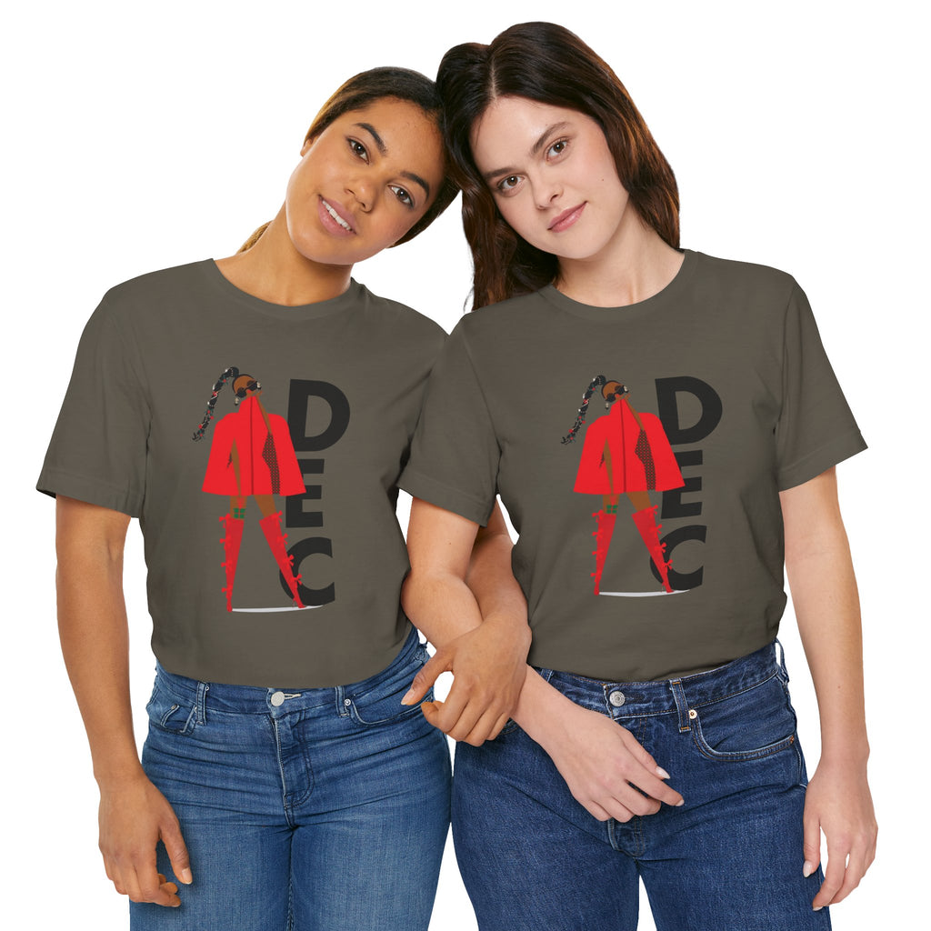 December Fashion Tee  Red Coat Model Graphic Shirt