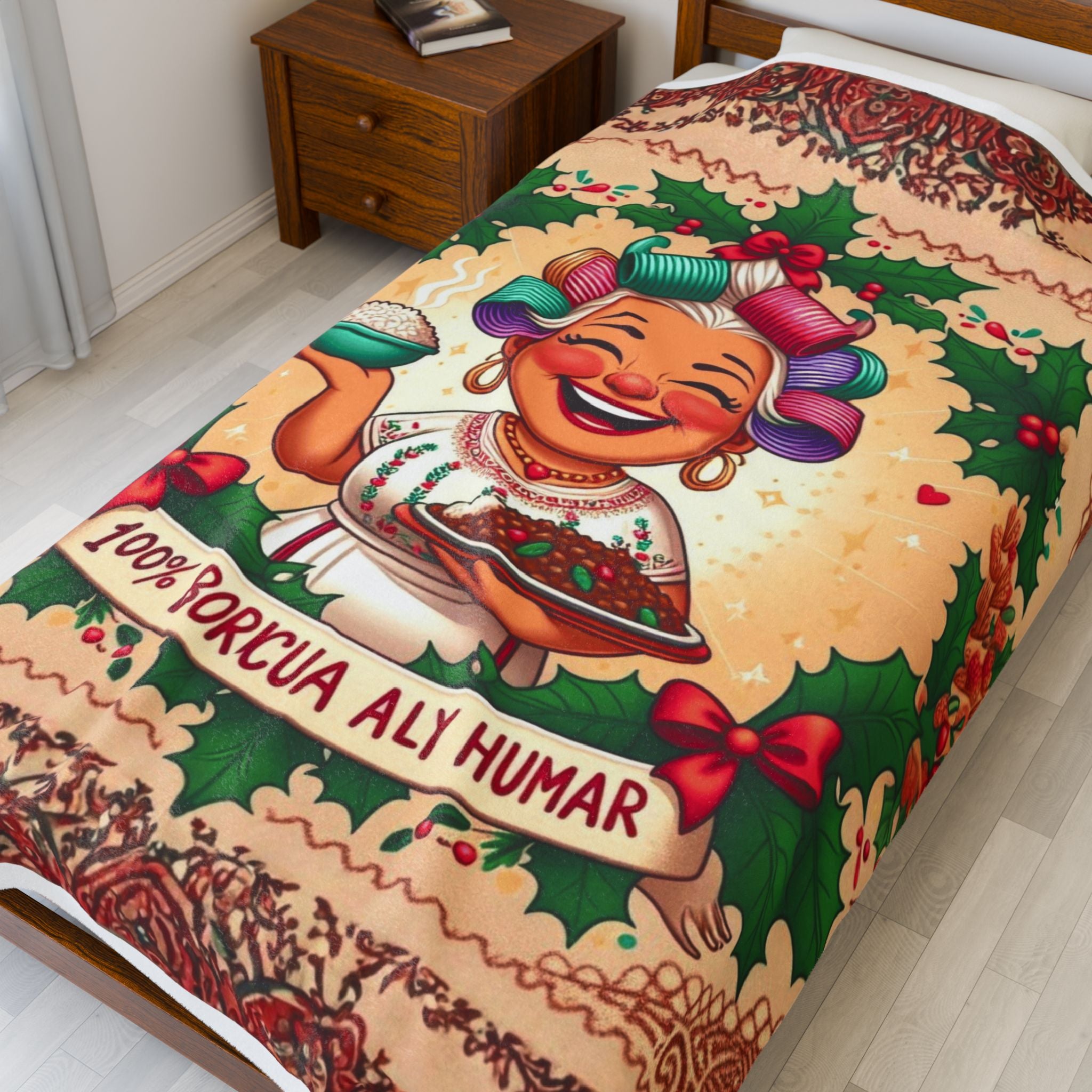 Loving blanket made just for GrandmaVelveteen Plush Blanket  100% Boricua Holiday Kitchen Mama Design
