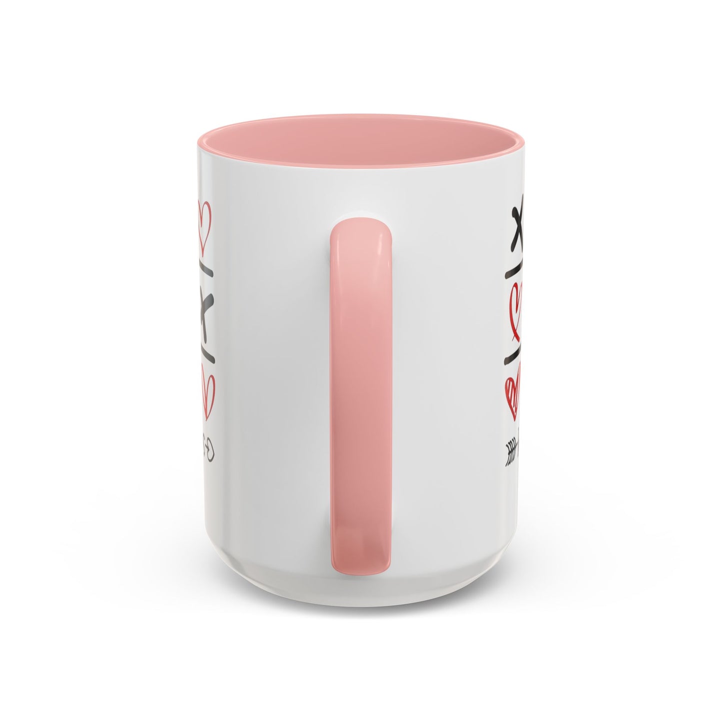 Love Wins Tic-Tac-Toe Heart Accent Coffee Mug — Romantic Valentine 11/15oz