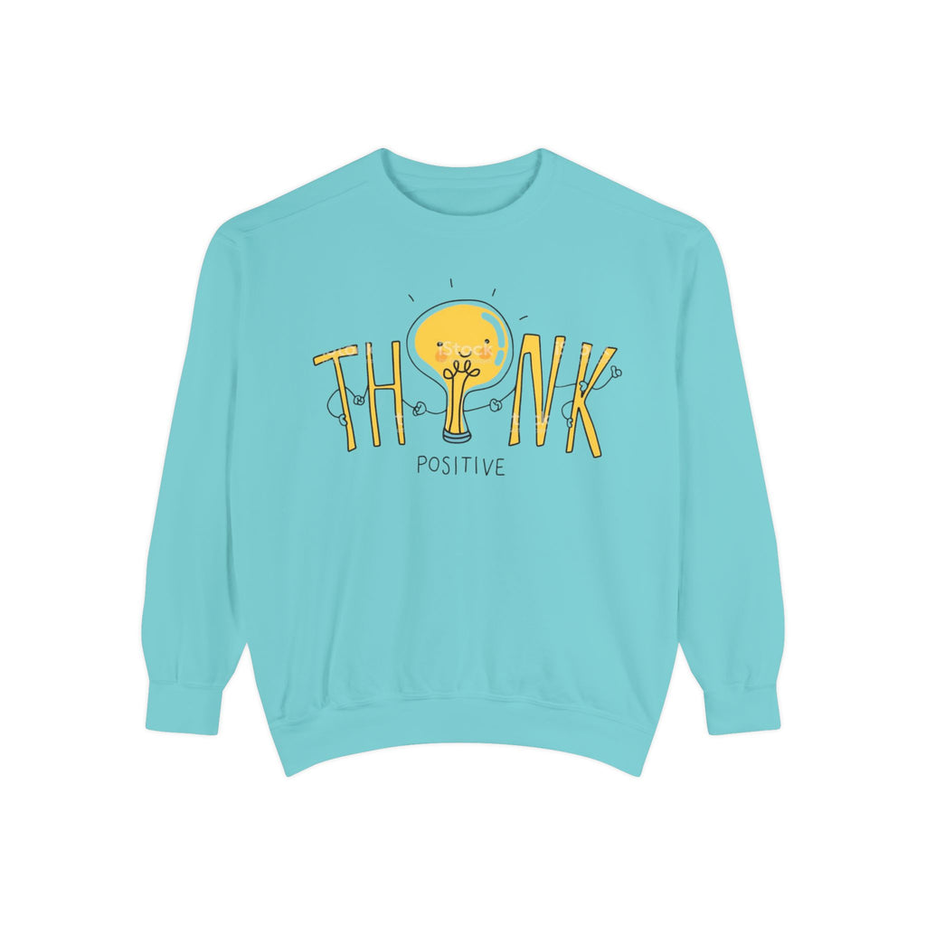 Think Positive Sweatshirt  Cute Lightbulb Graphic Positive Vibes Crewneck