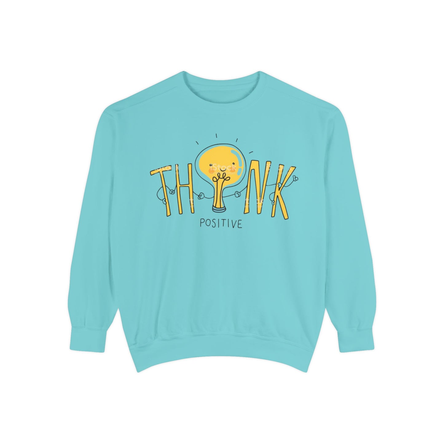 Think Positive Sweatshirt  Cute Lightbulb Graphic Positive Vibes Crewneck