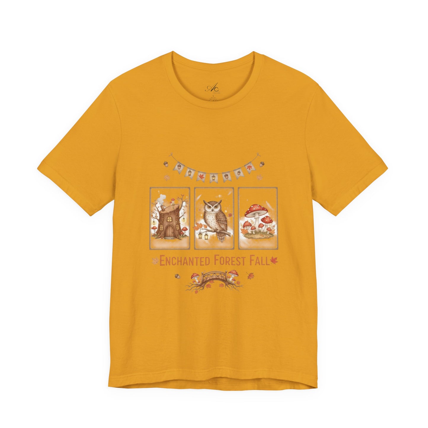 Enchanted Forest Fall Tee, Cute Owl Shirt, Autumn Graphic Tee, Nature Lover Gift, Cozy Fall Apparel, Wildlife T-Shirt, Unisex Fall Top