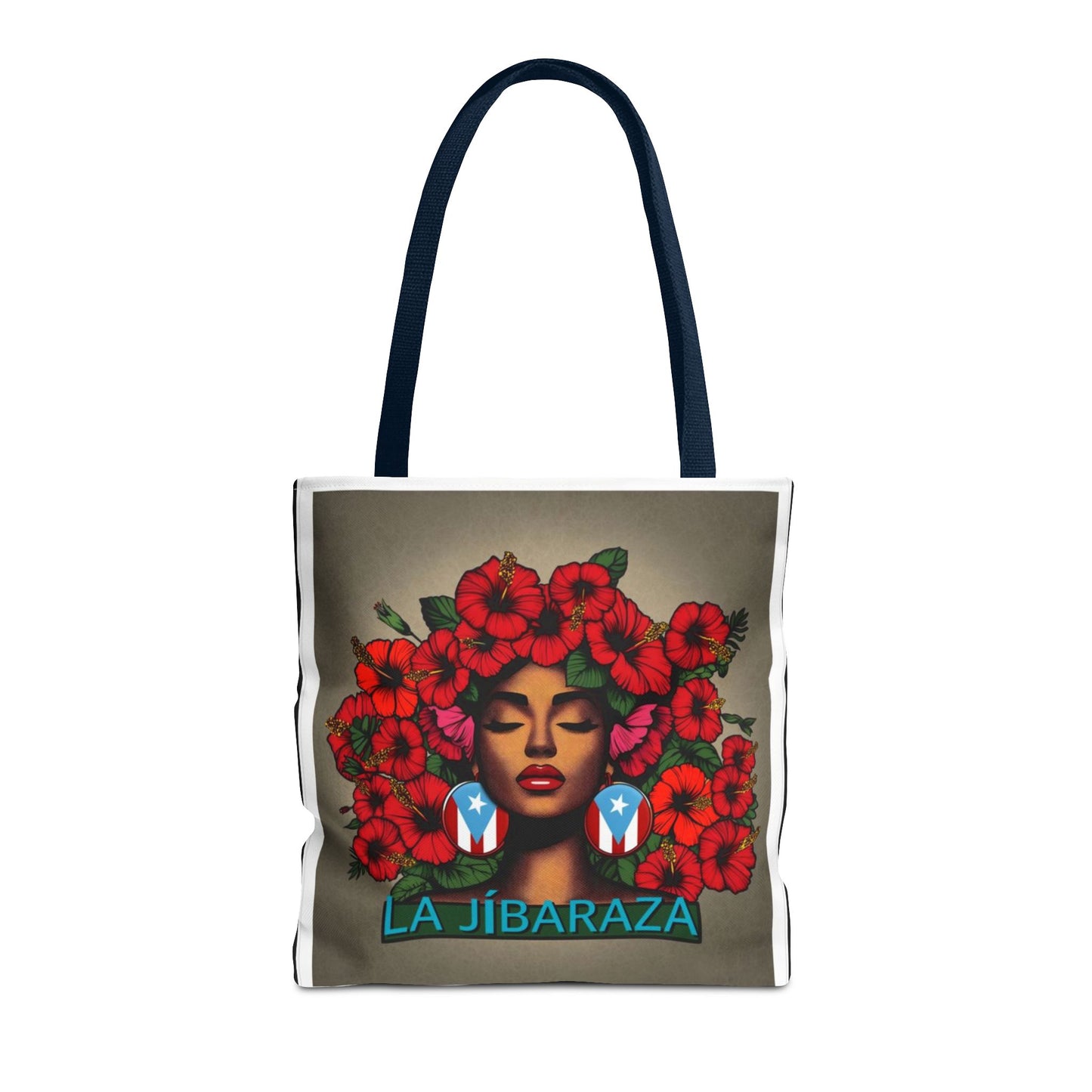 La Jíbara Tote Bag — Puerto Rican Floral Portrait Canvas Tote Puerto Rico Christmas Tote