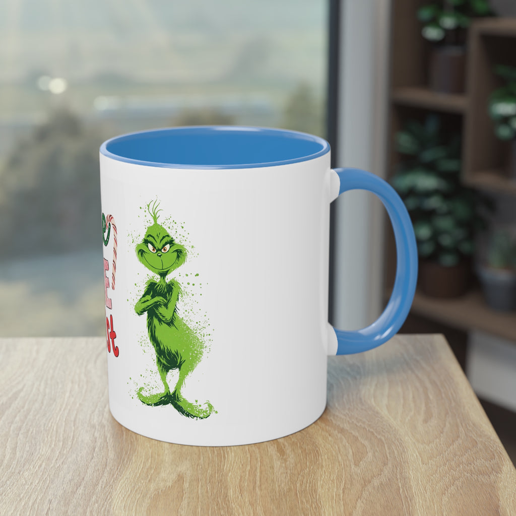 Cute Grinch Two-Tone Coffee Mug - Perfect for Holiday Cheer! Christmas Mugs Collection