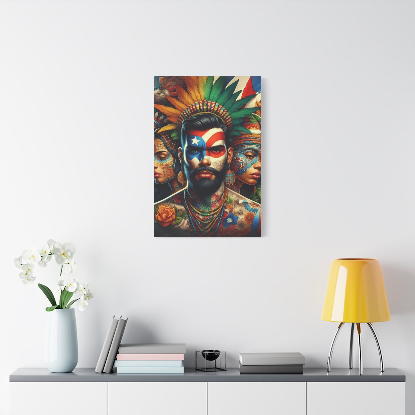 La Isla del Encanto Taíno Symbol Design Vibrant Cultural Art Canvas Print, Wall Decor, Home Decoration, Unique Artwork, Bohemian Style, Gift for Art Lovers