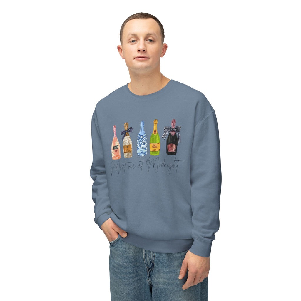 Champagne Bottles Crewneck Sweatshirt  Celebratory Bubbly Graphic