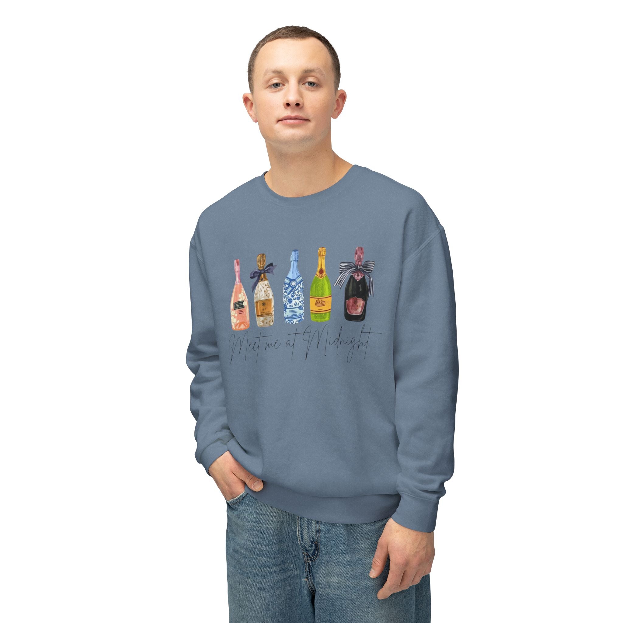Champagne Bottles Crewneck Sweatshirt  Celebratory Bubbly Graphic