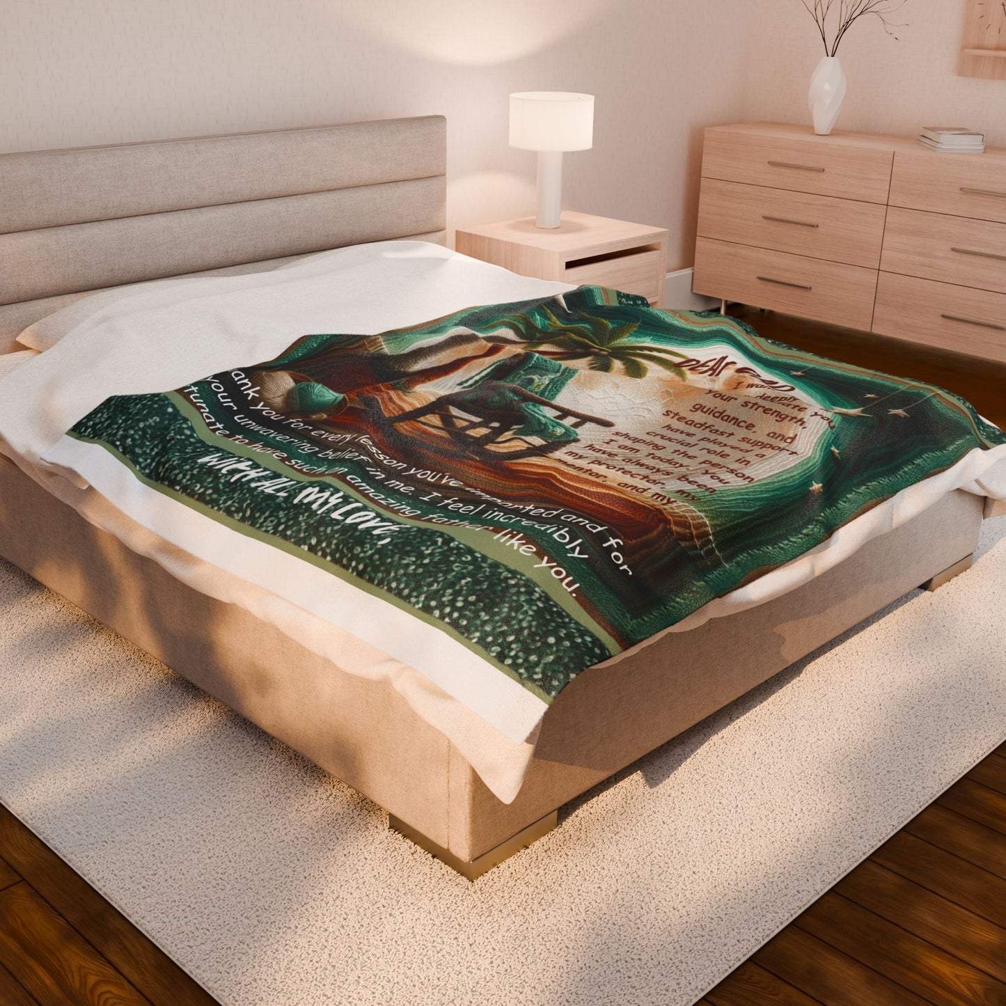 Dear Dad Velveteen Plush Blanket  Sentimental Father’s Day Gift with Rocking Chair Poem