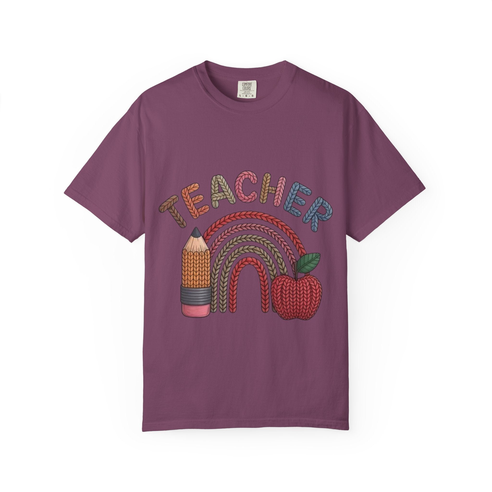 Teacher Rainbow Pencil & Apple T-Shirt — Back-to-School Gift for Educators