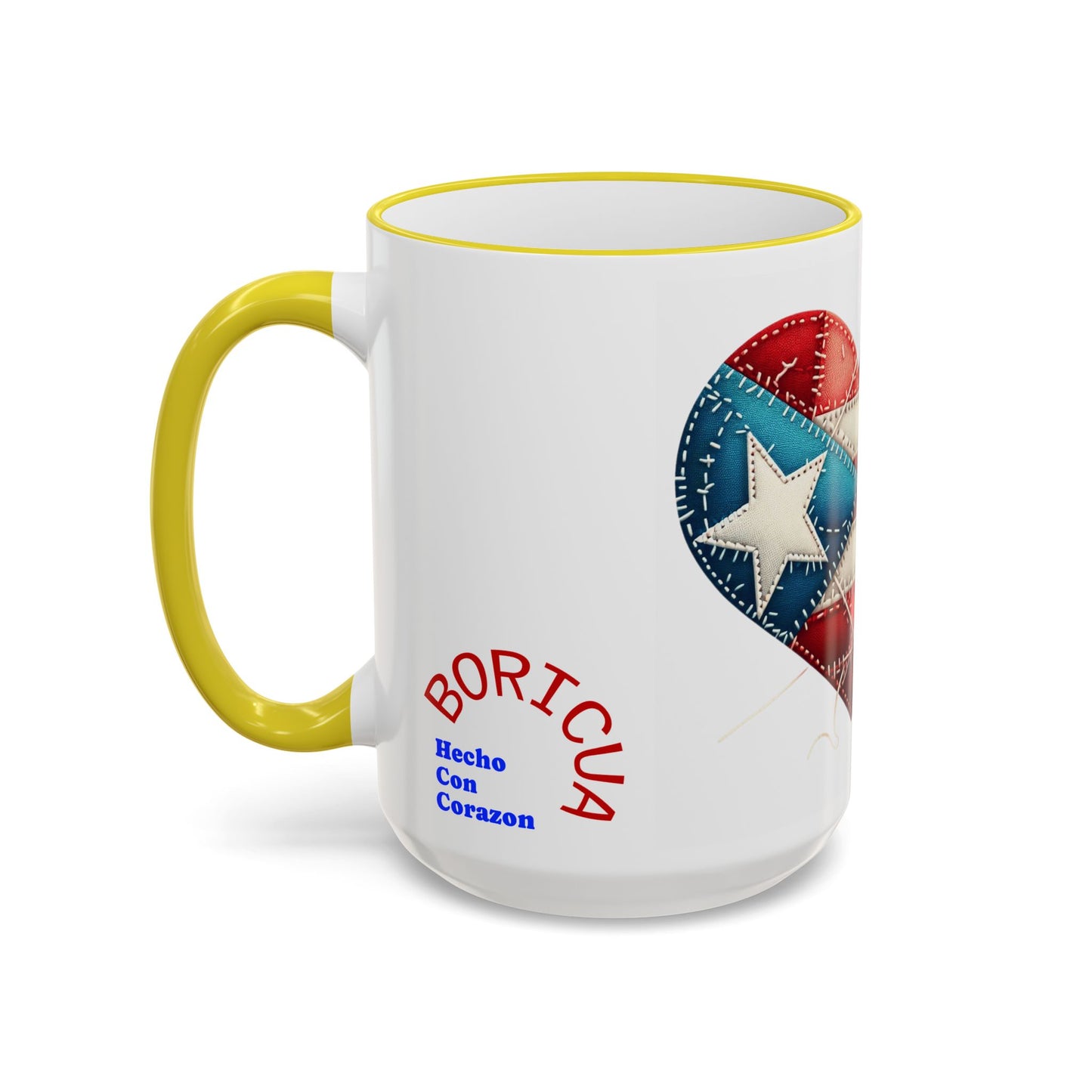 Puerto Rico Flag Heart Accent Rim Mug — Patriotic Coffee Cup (11oz/15oz)