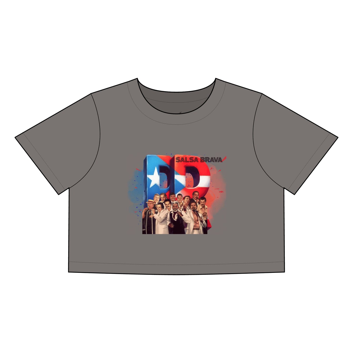 Salsa Brava PR Pride Crop Tee, Women's Faded Crop Top, Casual Summer Tee, Festival Wear, Gift for Texas Lovers