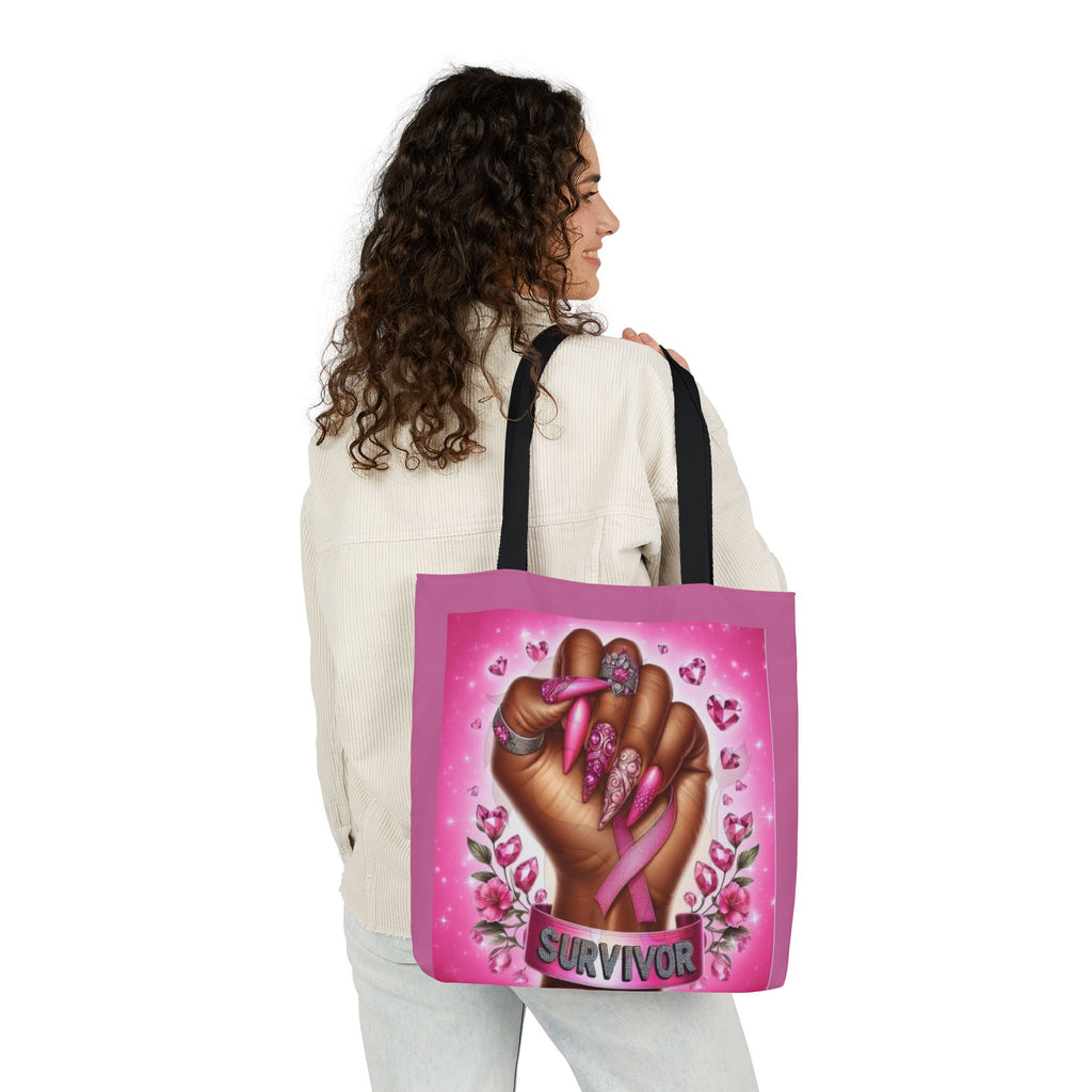 Breast Cancer Survivor Tote Bag  Pink Ribbon Empowerment Canvas Tote