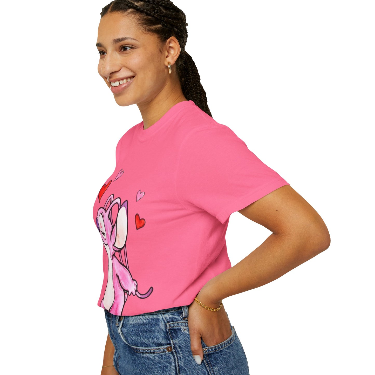 T-Shirt — Cute Pink Cartoon Creature with Hearts | Valentine’s Gift Tee