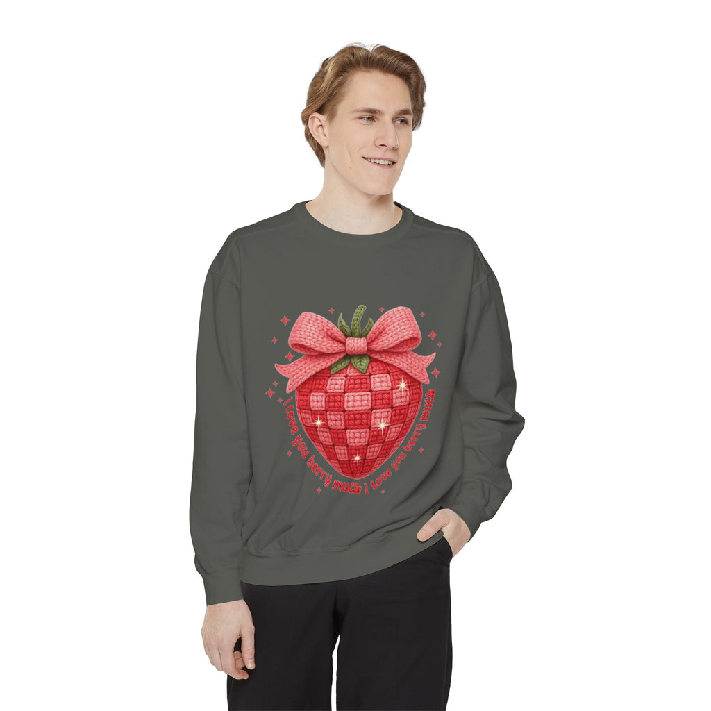 Strawberry Bow Sweatshirt  "I Love You Berry Much" Cute Valentine Pullover