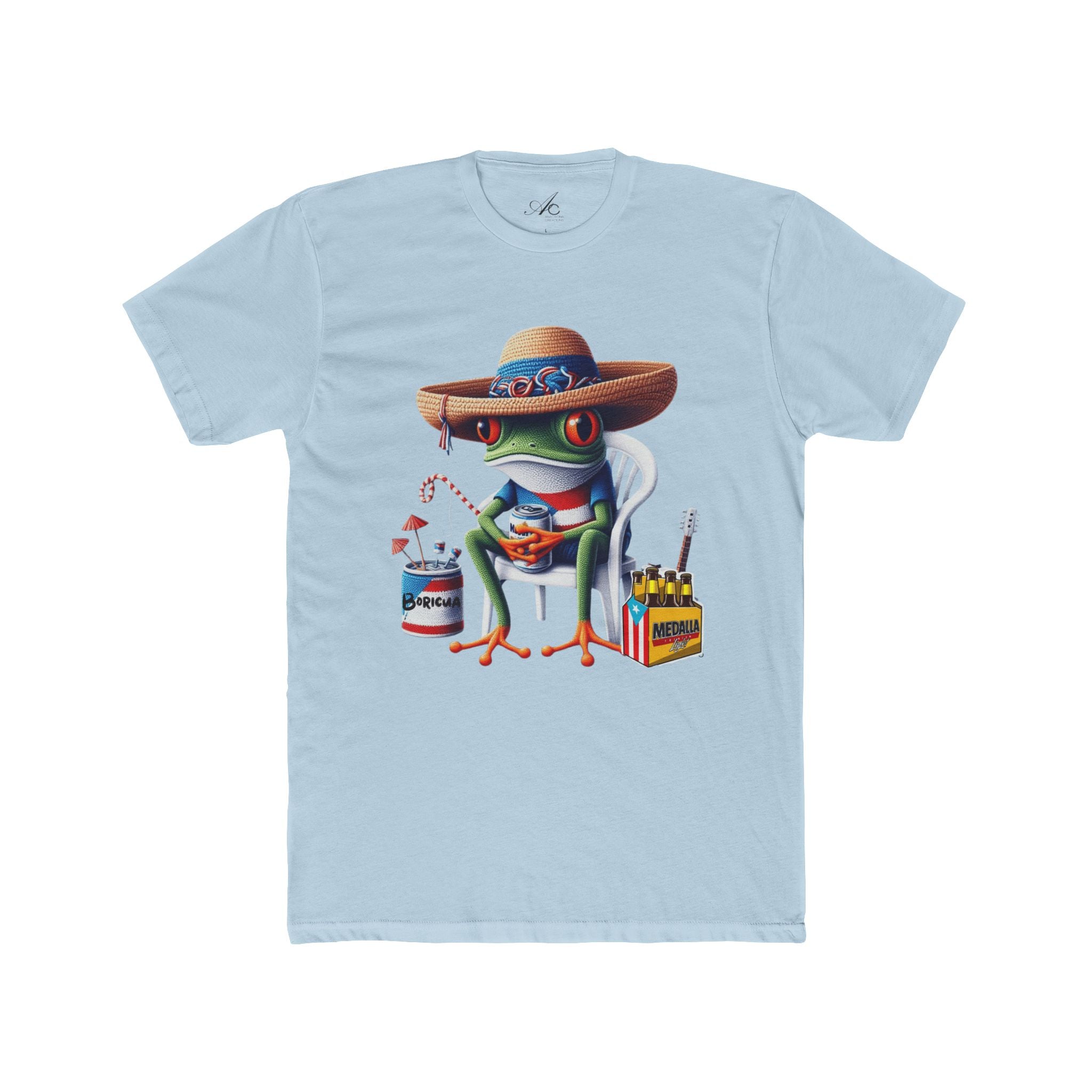 Puerto Rico’s Navidades Coqui Frog Fishing Tee  Cute Cartoon Frog Angler Graphic T‑Shirt