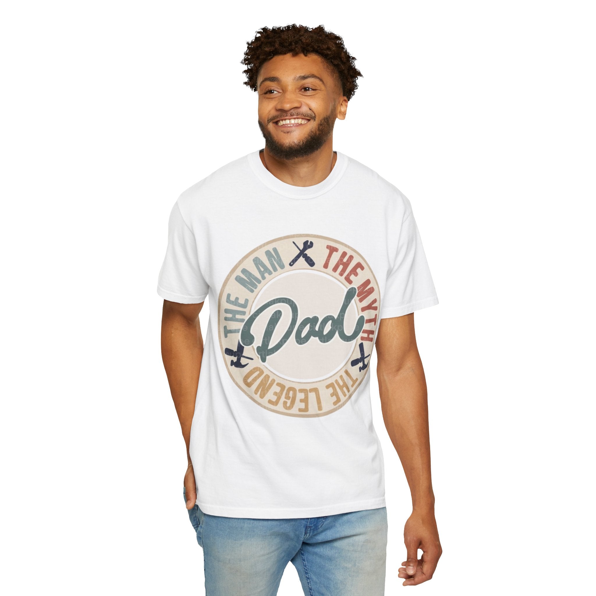 Dad Retro Badge T-Shirt — “Dad: The Man, The Myth, The Legend” Father’s Day Tee