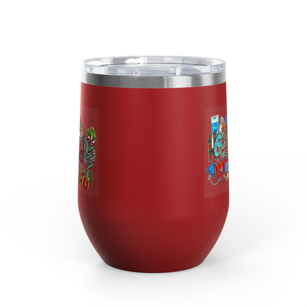 Healthcare Worker 12oz Wine Tumbler — Colorful Holiday Medical Staff Gift Medical Christmas Mug