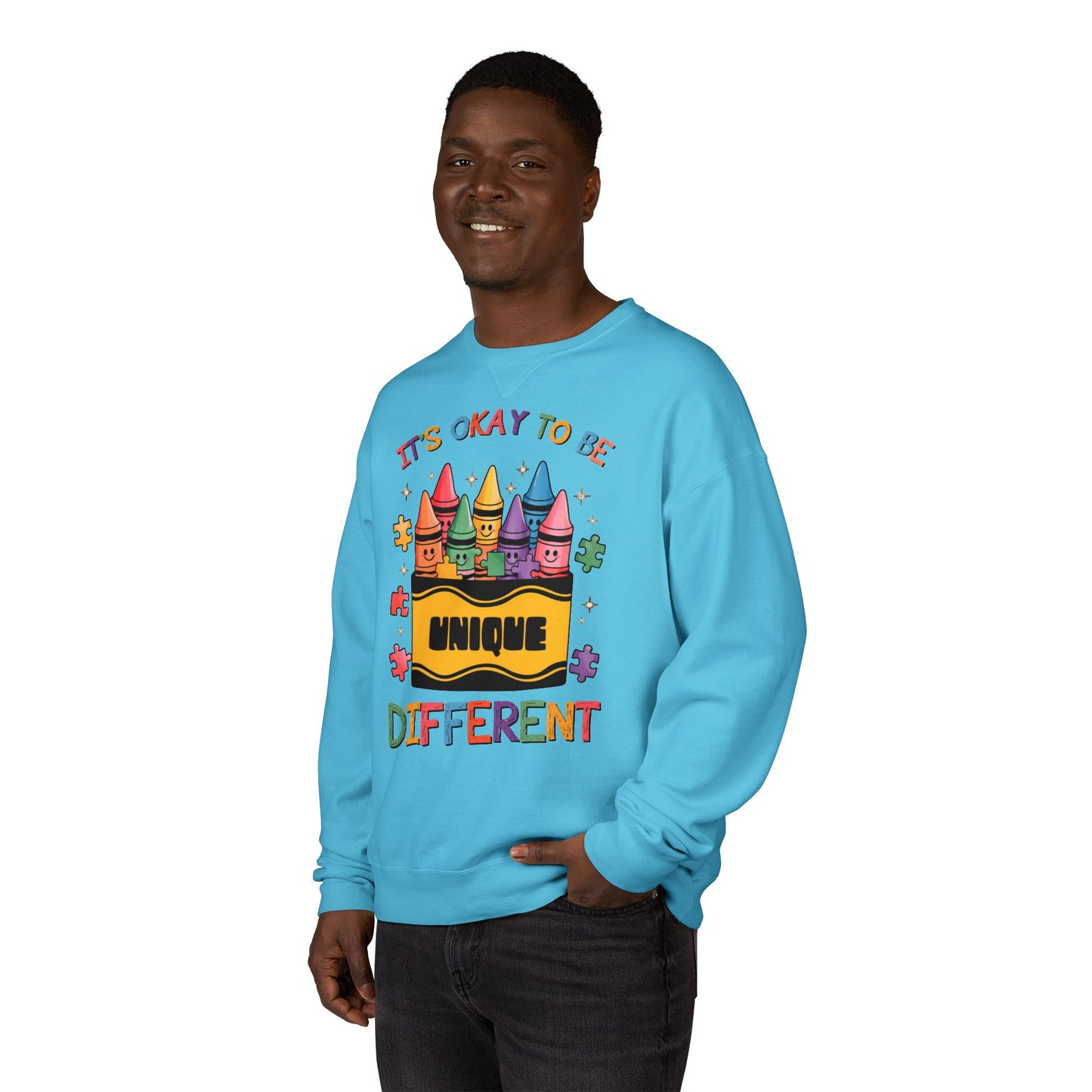 Autism Awareness & Pride Collection Unique & Different Crewneck Sweatshirt - Unisex ComfortWash®