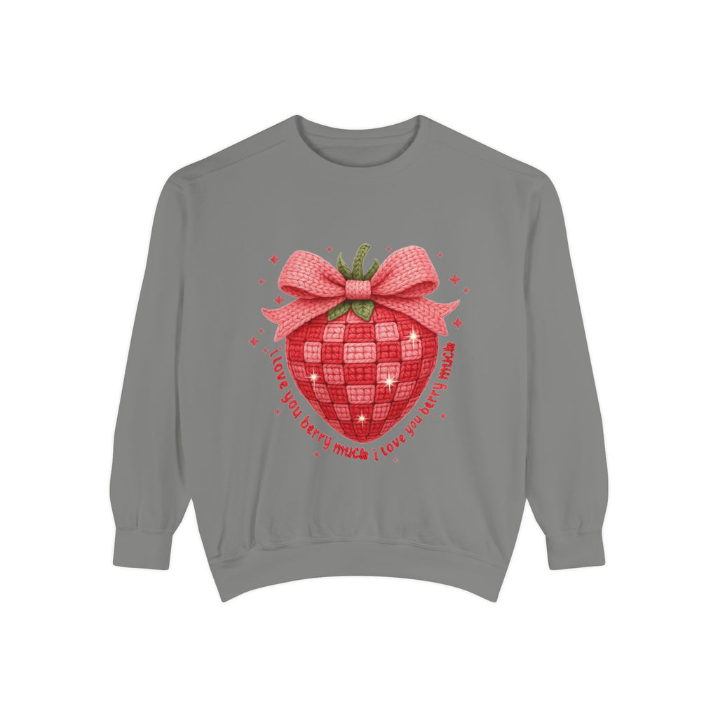 Strawberry Bow Sweatshirt  "I Love You Berry Much" Cute Valentine Pullover