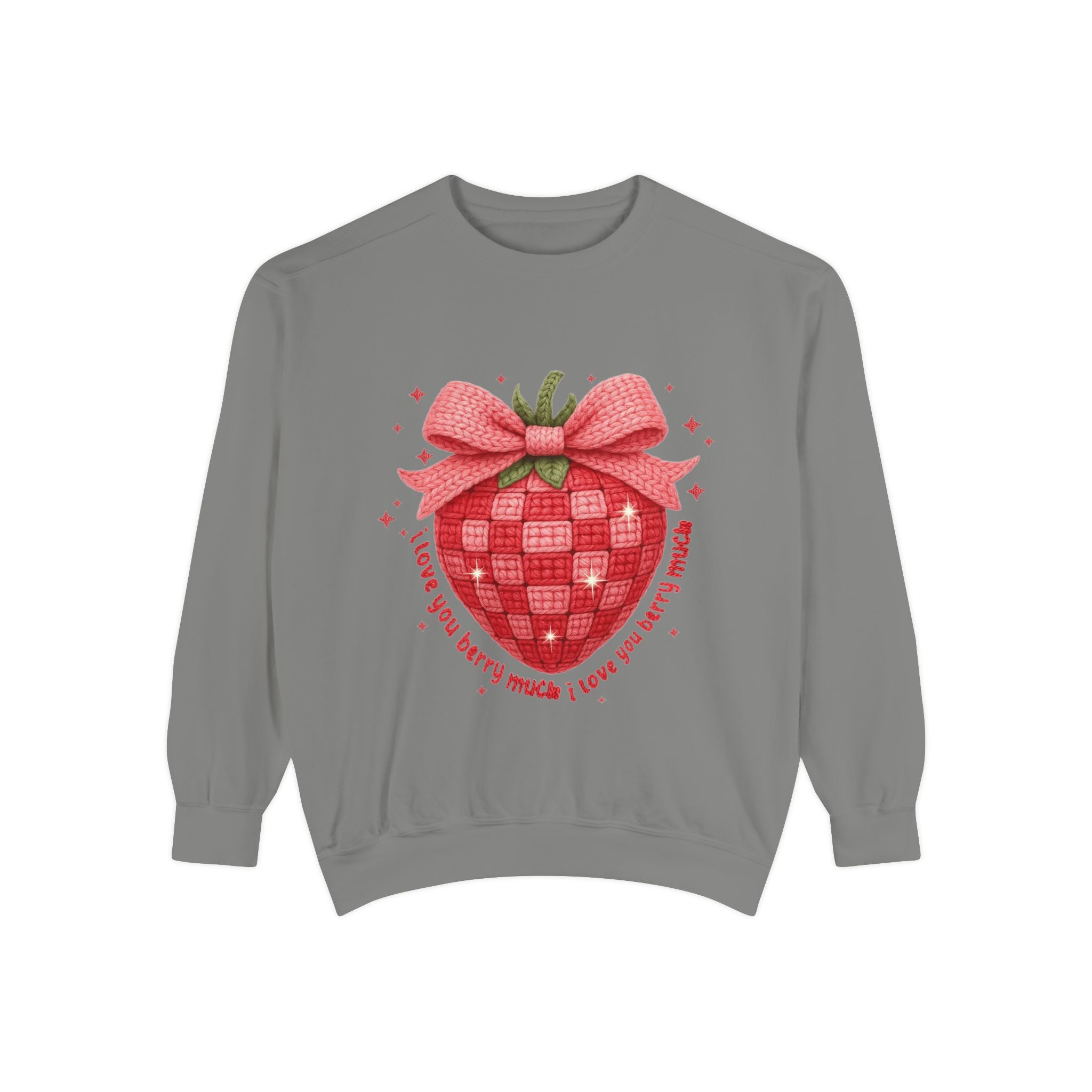 Strawberry Bow Sweatshirt  "I Love You Berry Much" Cute Valentine Pullover