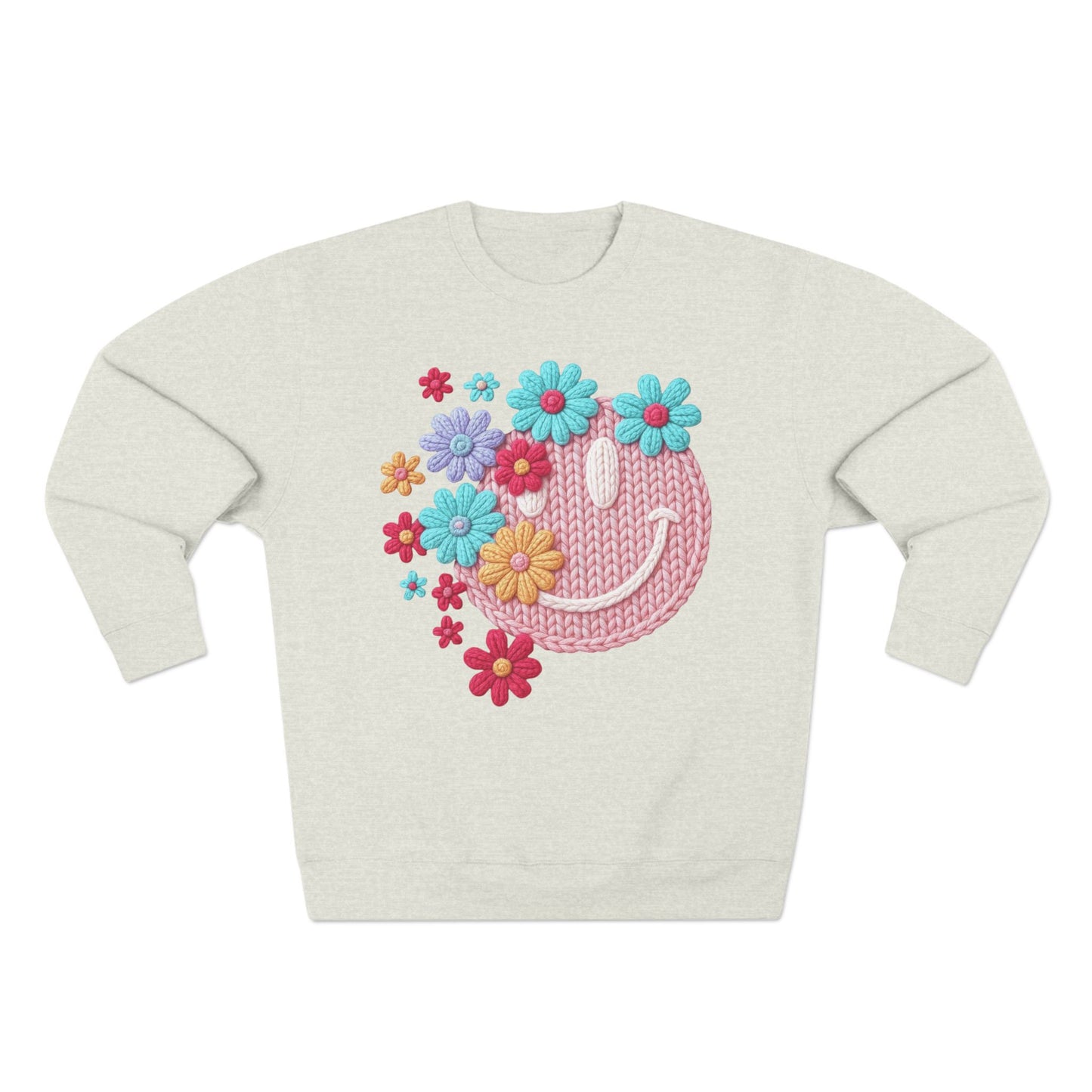 Floral Knit Smile Sweatshirt Cozy, Unbothered
