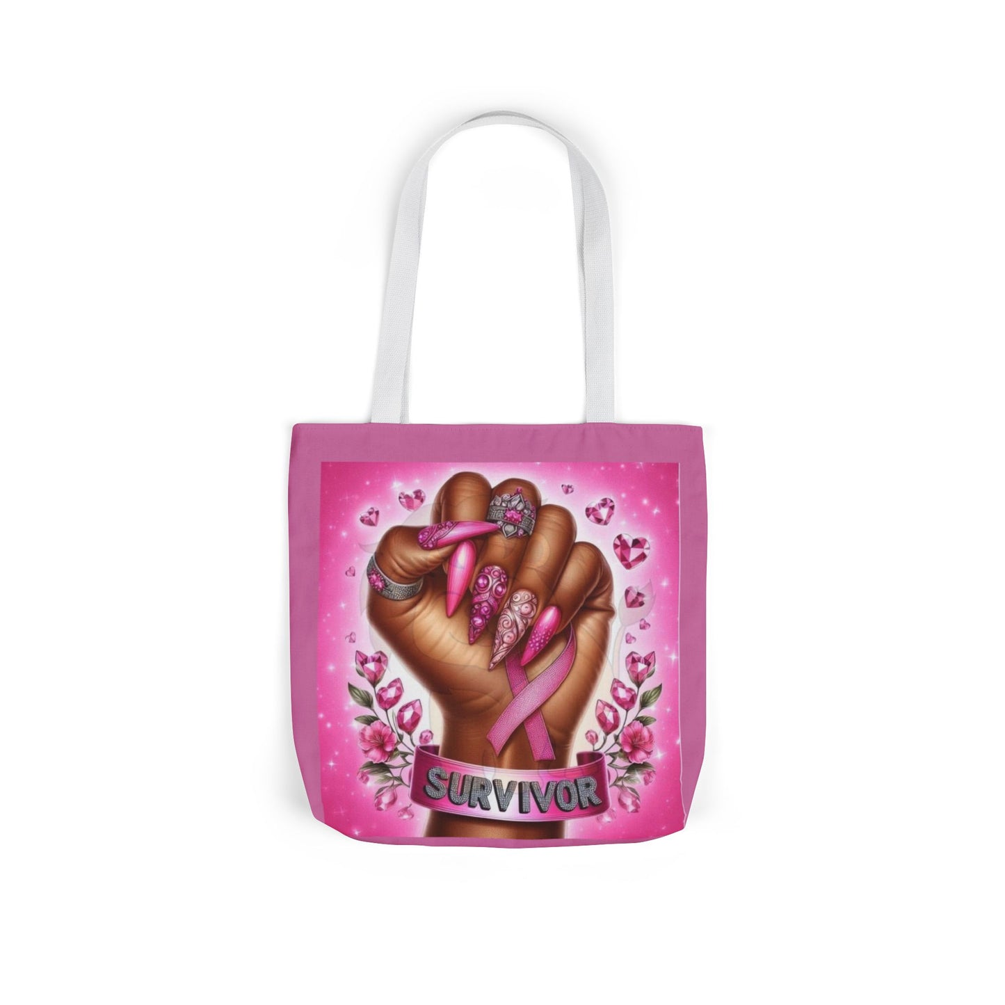 Breast Cancer Survivor Tote Bag  Pink Ribbon Empowerment Canvas Tote