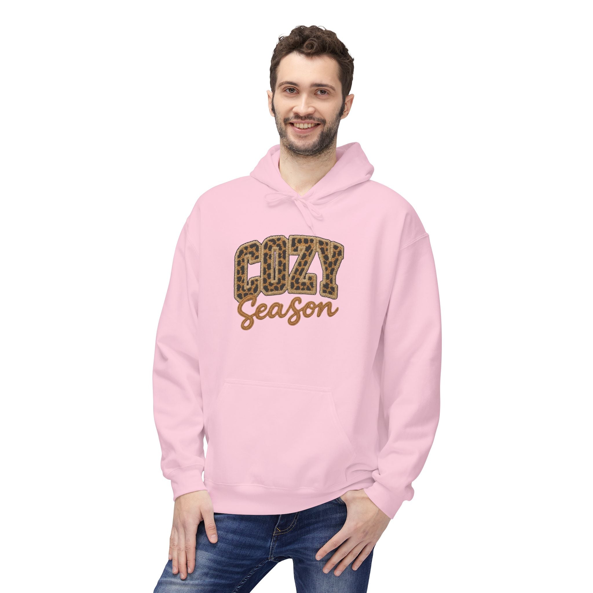 Cozy Season Leopard Hoodie — Fall Winter Graphic Pullover
