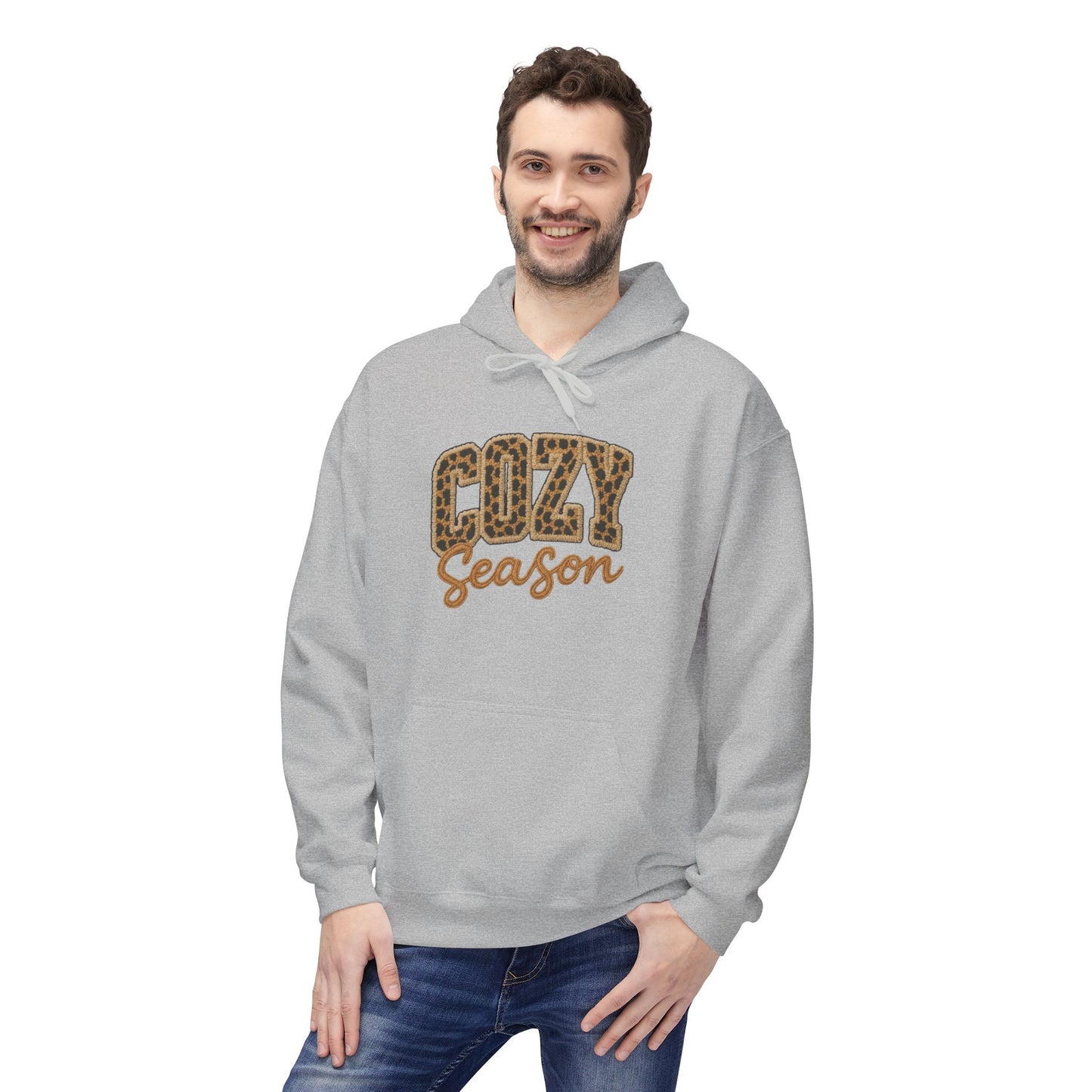 Cozy Season Leopard Hoodie — Fall Winter Graphic Pullover
