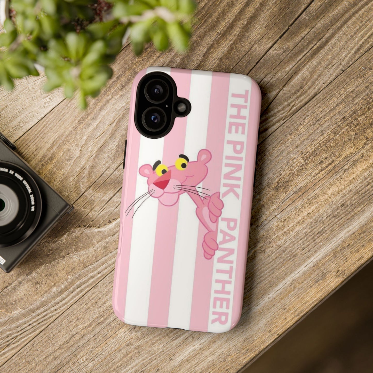 Pink Panther Tough Case Retro Striped Phone Case with "The Pink Panther" Design