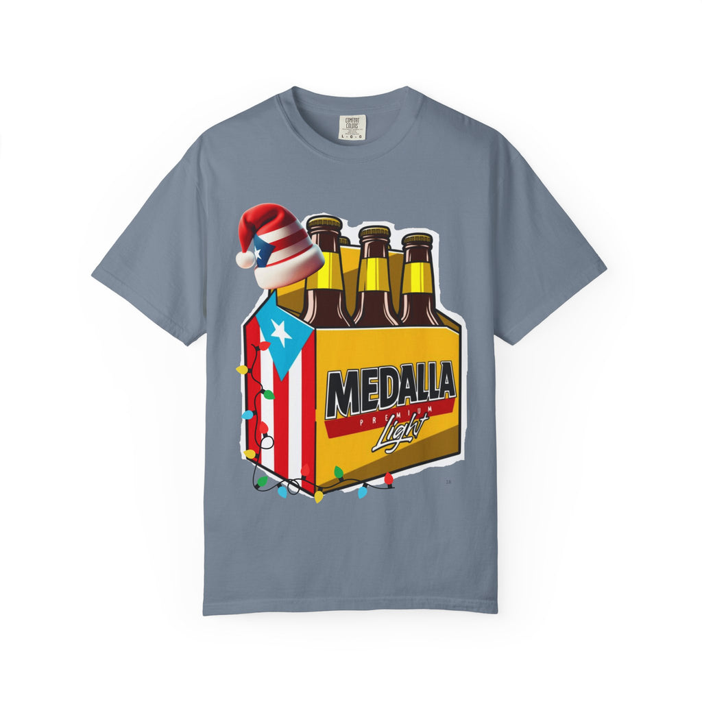 Medalla Light Beer T-Shirt  Navidad Boricua Holiday Tee Puerto Rico’s Navidades