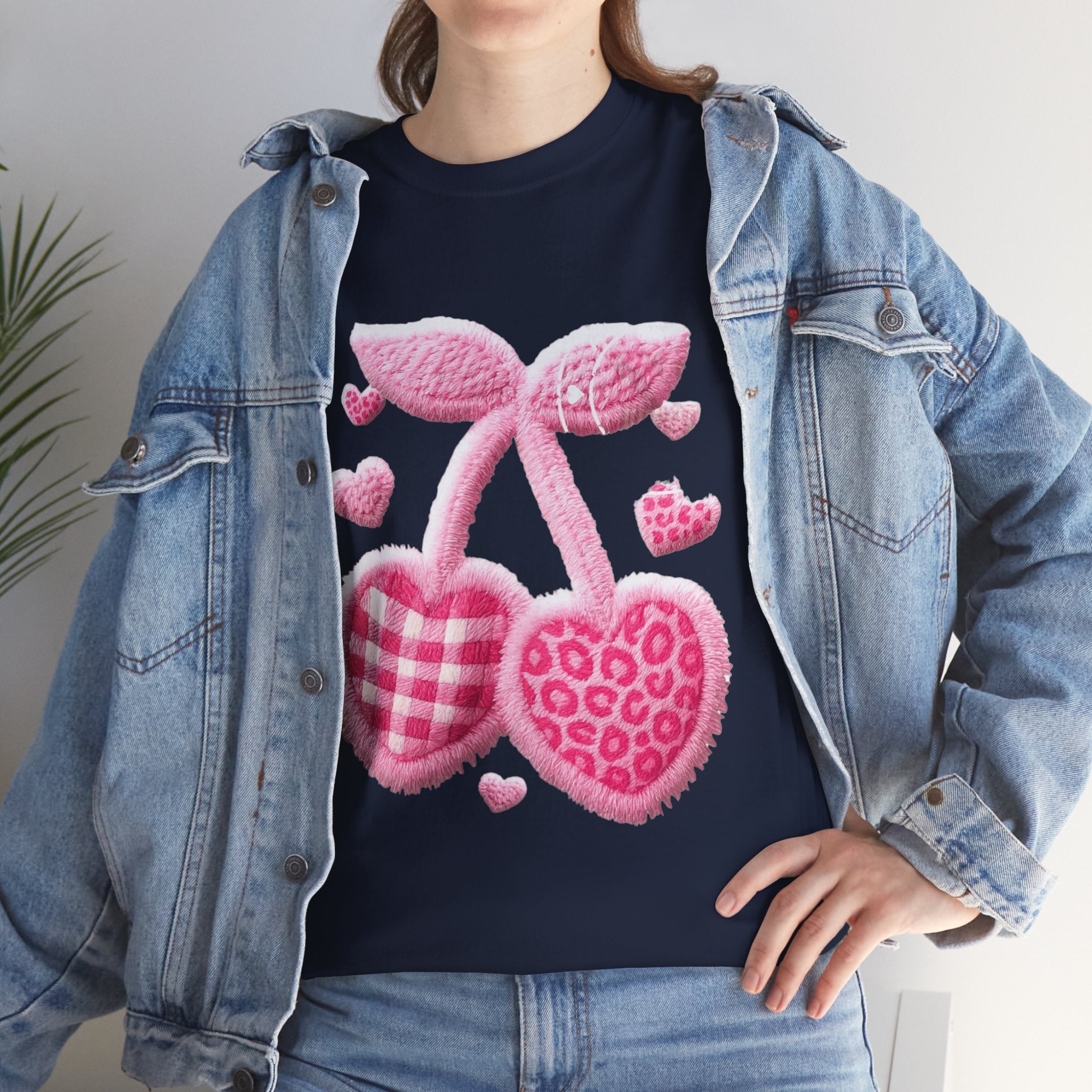 Pink Heart Cherries Tee  LOVE Graphic Valentine T-Shirt