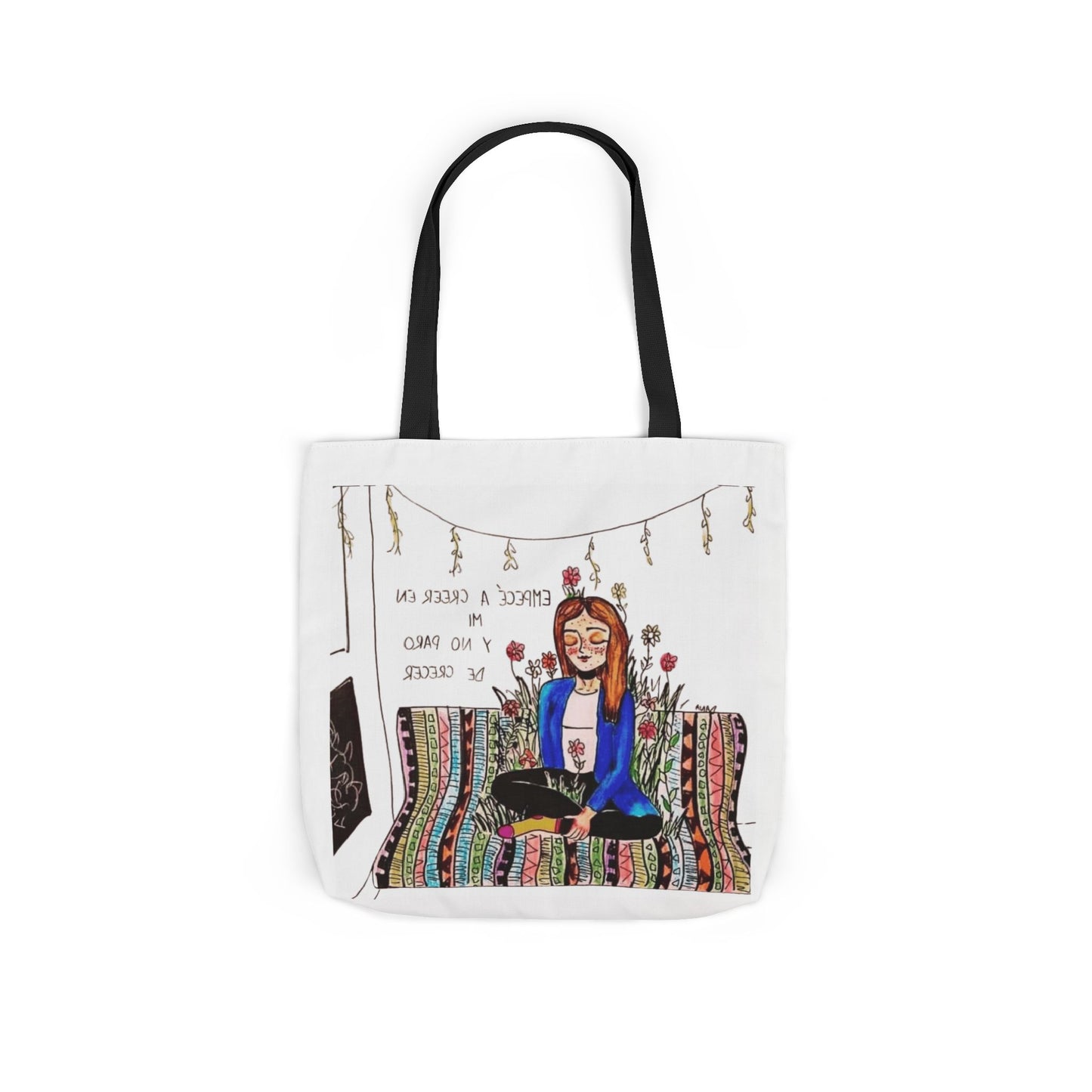 Lleva inspiración contigo a donde vayas Bohemian Style Canvas Tote Bag, Inspirational Art, Ideal for Gifts, Eco-Friendly Shopping, Beach Days, Travel Adventures