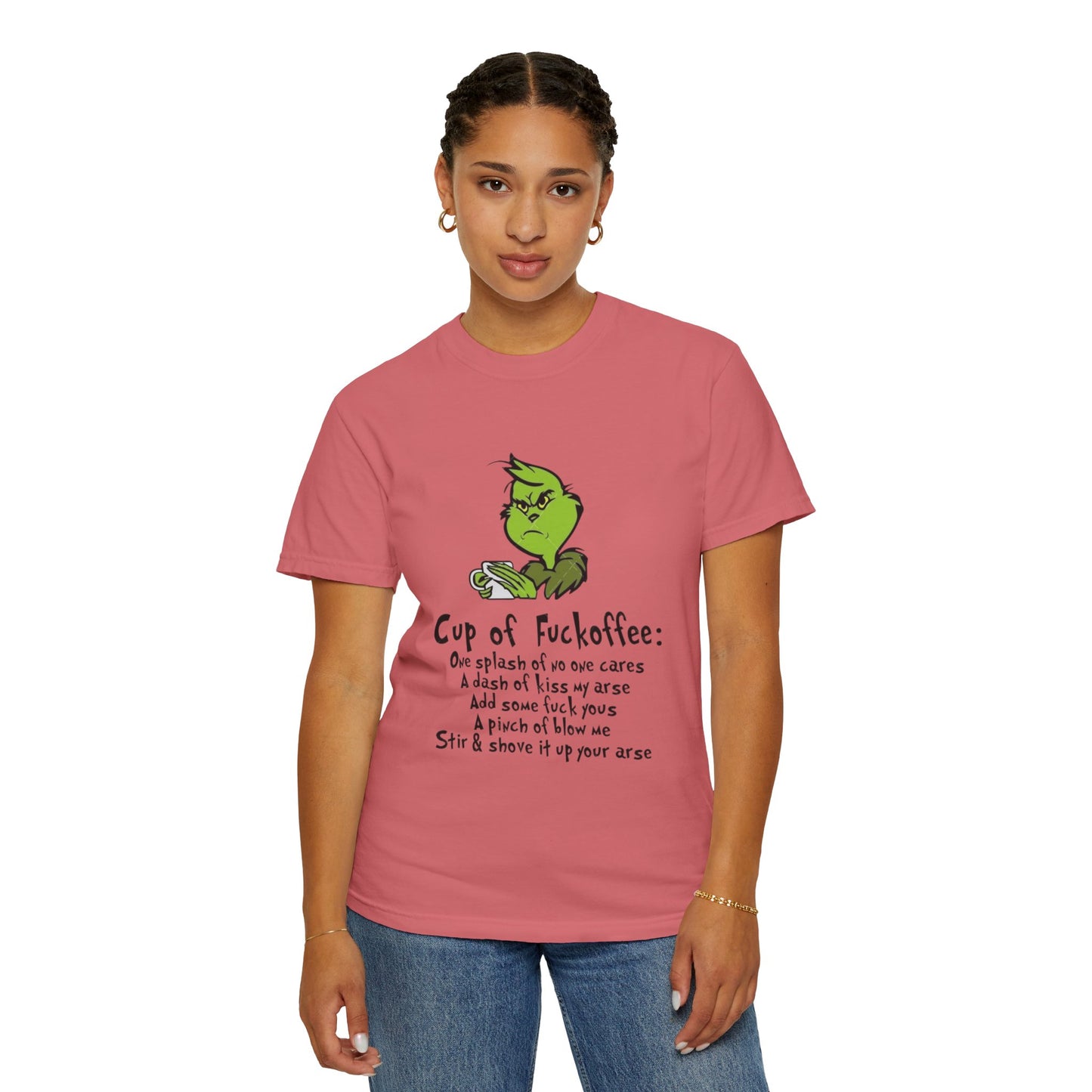 Holiday Graphic Tees  Cozy Festive Wear Funny Grinch-Inspired Unisex T-Shirt Cup of Fuckoffee