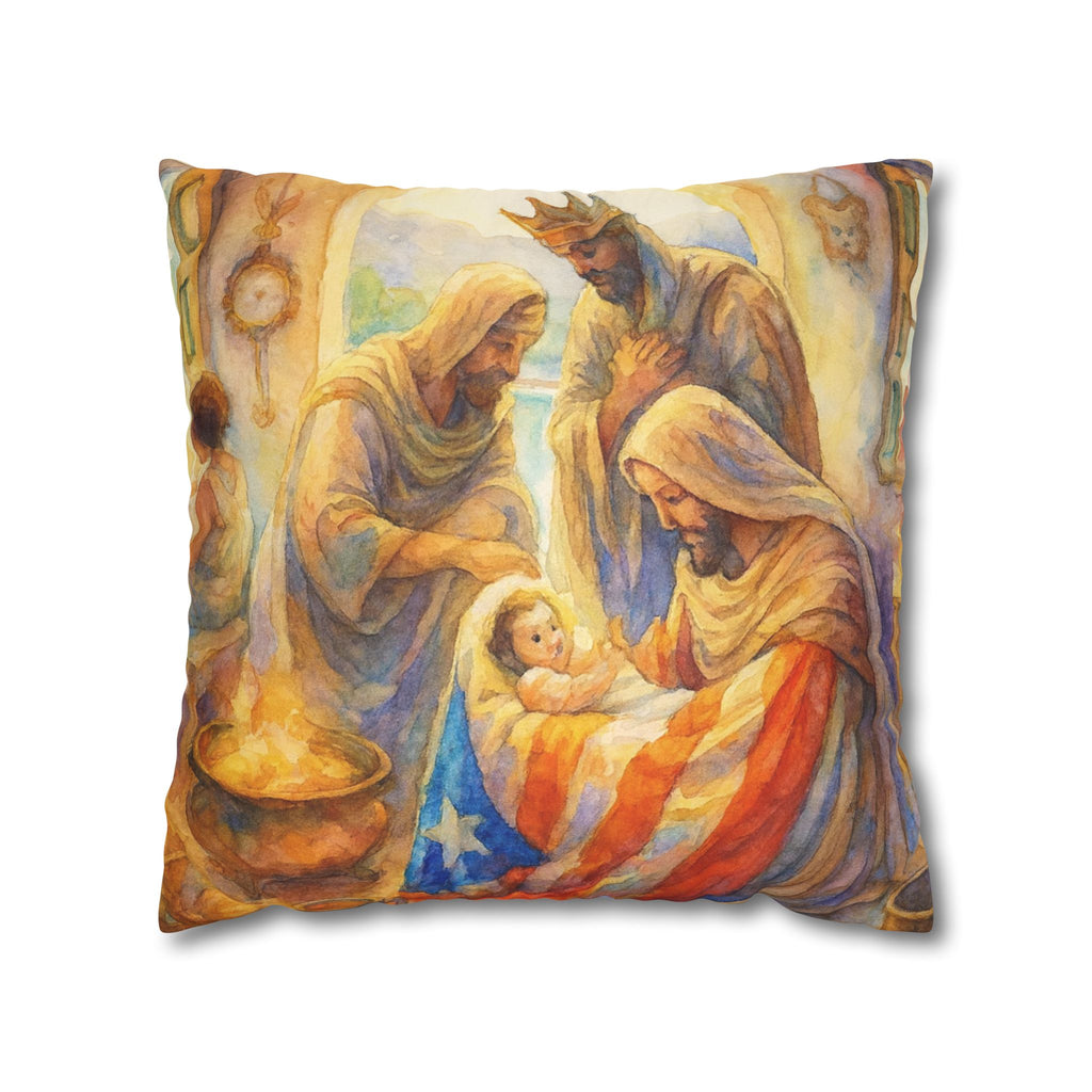The Tree Kings with  Baby Jesus Decorative Pillow los Tres Reyes Magos Puerto Rico Culture Pillow