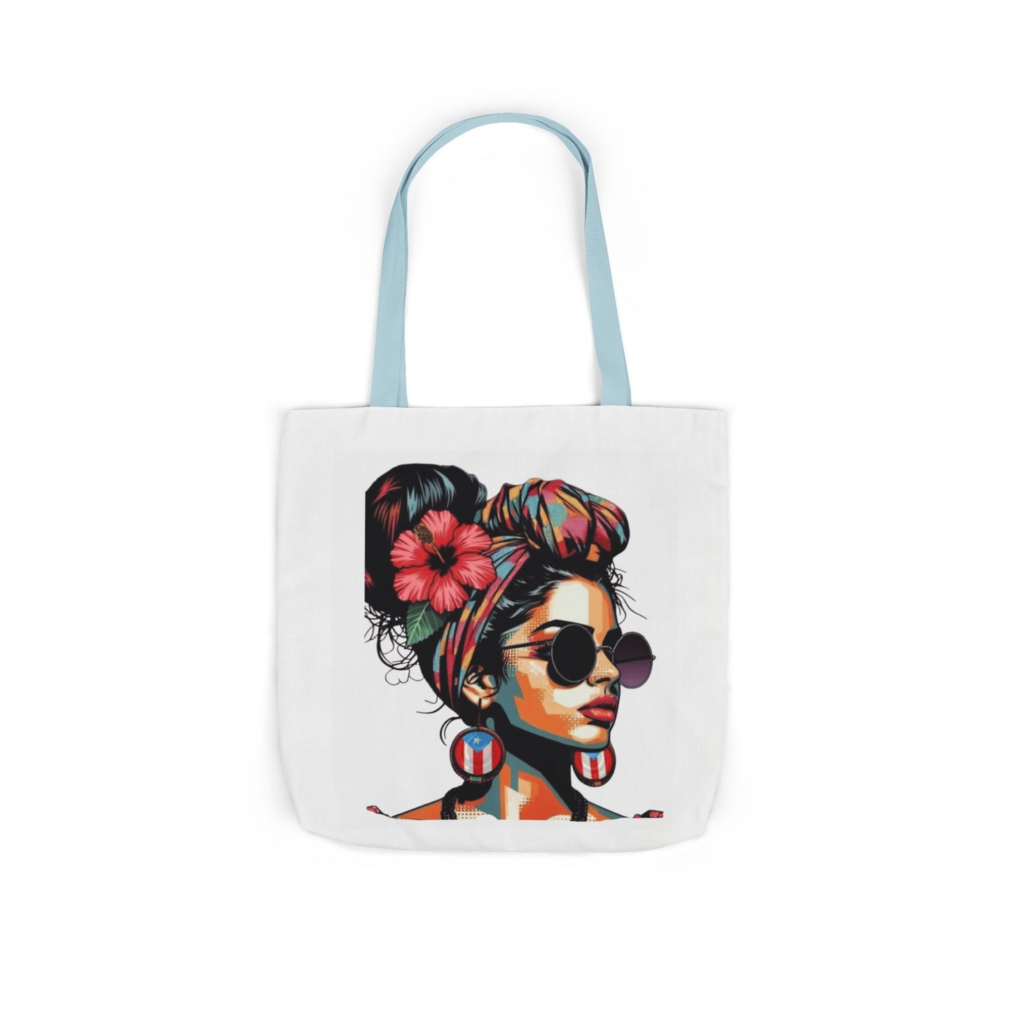 Carry Your Culture – Puerto Rican Pride in Every Step Chic Canvas Tote Bag - Stylish Floral Portrait, Trendy Beach Carryall, Mother's Day Gift, Everyday Shopper, Art Lovers Essential