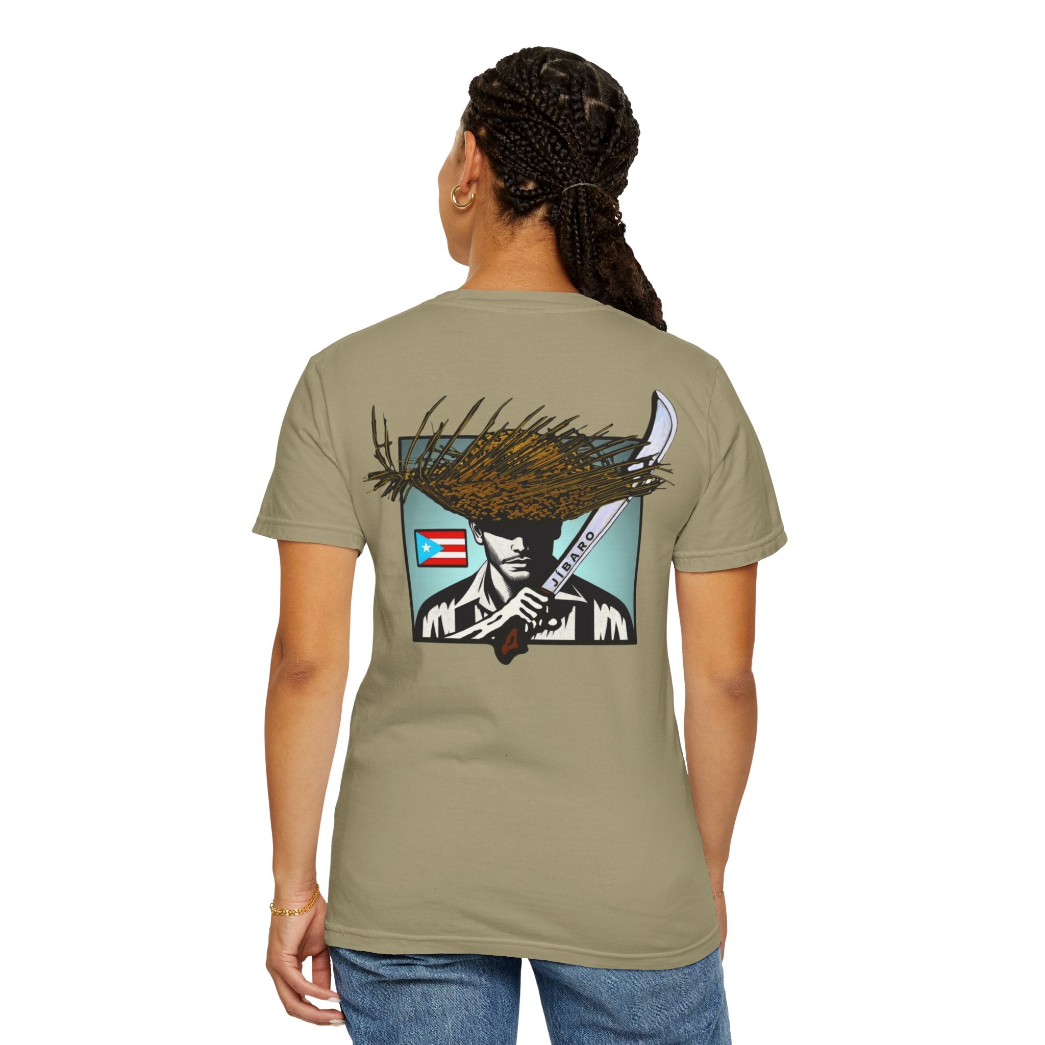 T-Shirt  "Jíbaro" Puerto Rican Heritage Tee (Back Machete  Sombrero de Paja Design) Puerto Rico’s Navidades