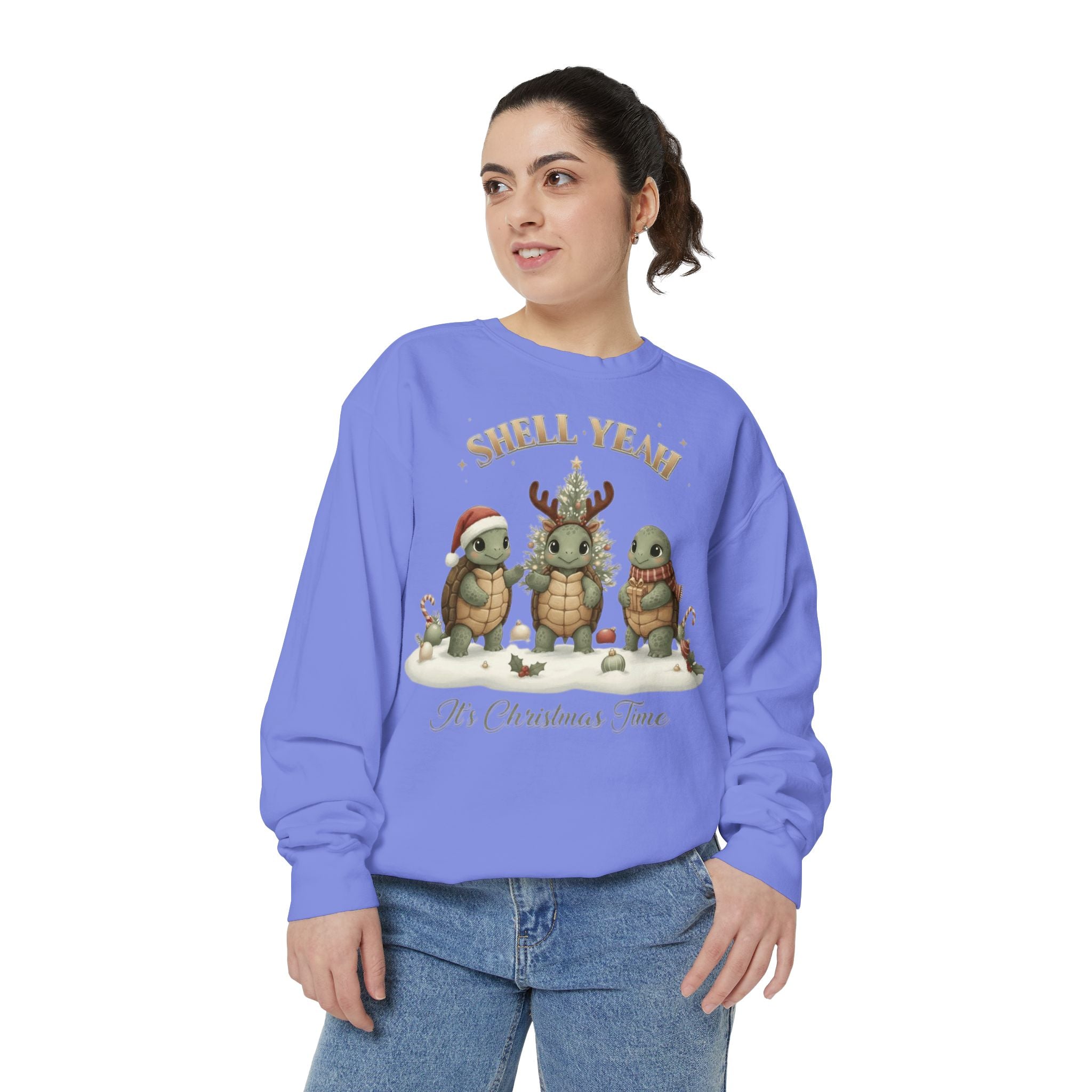 Christmas Turtle Sweatshirt  "Shell Yeah, It’s Christmas Time" Holiday Pullover