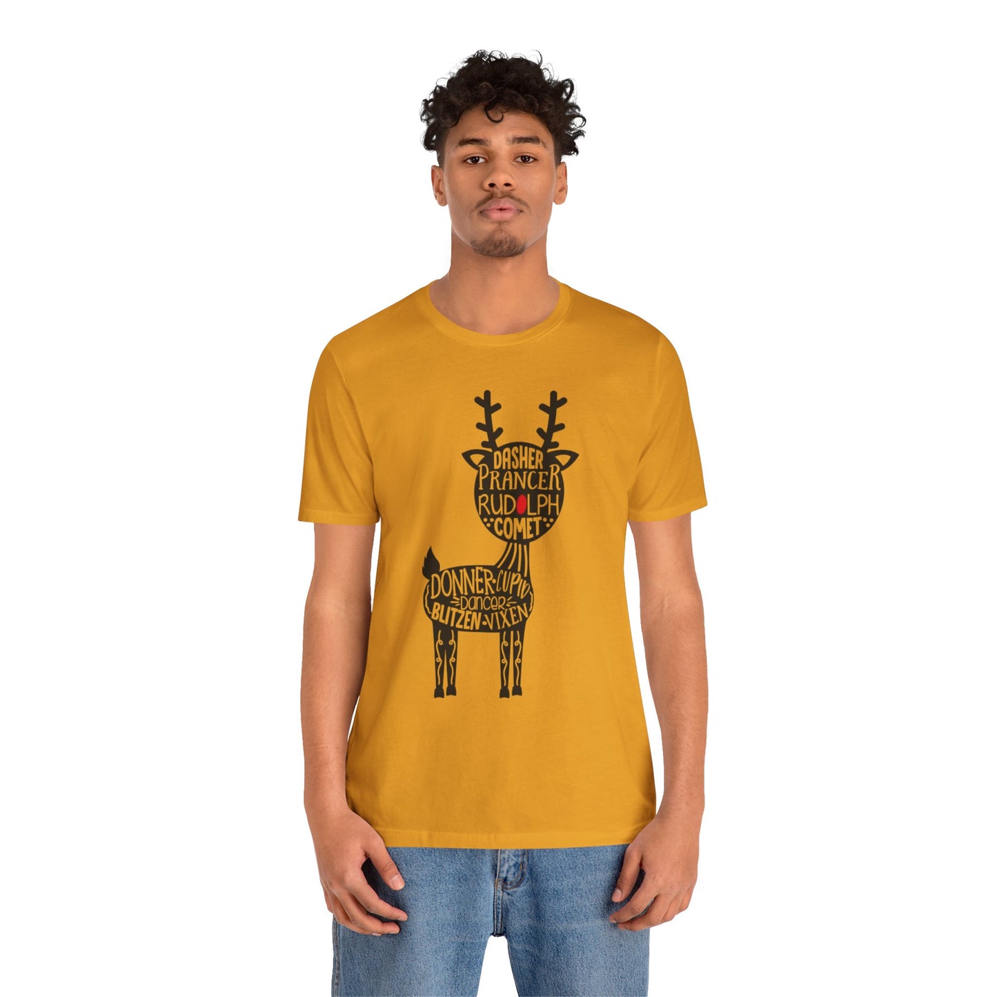 Christmas Reindeer Graphic Tee - Unisex Jersey Short Sleeve Shirt