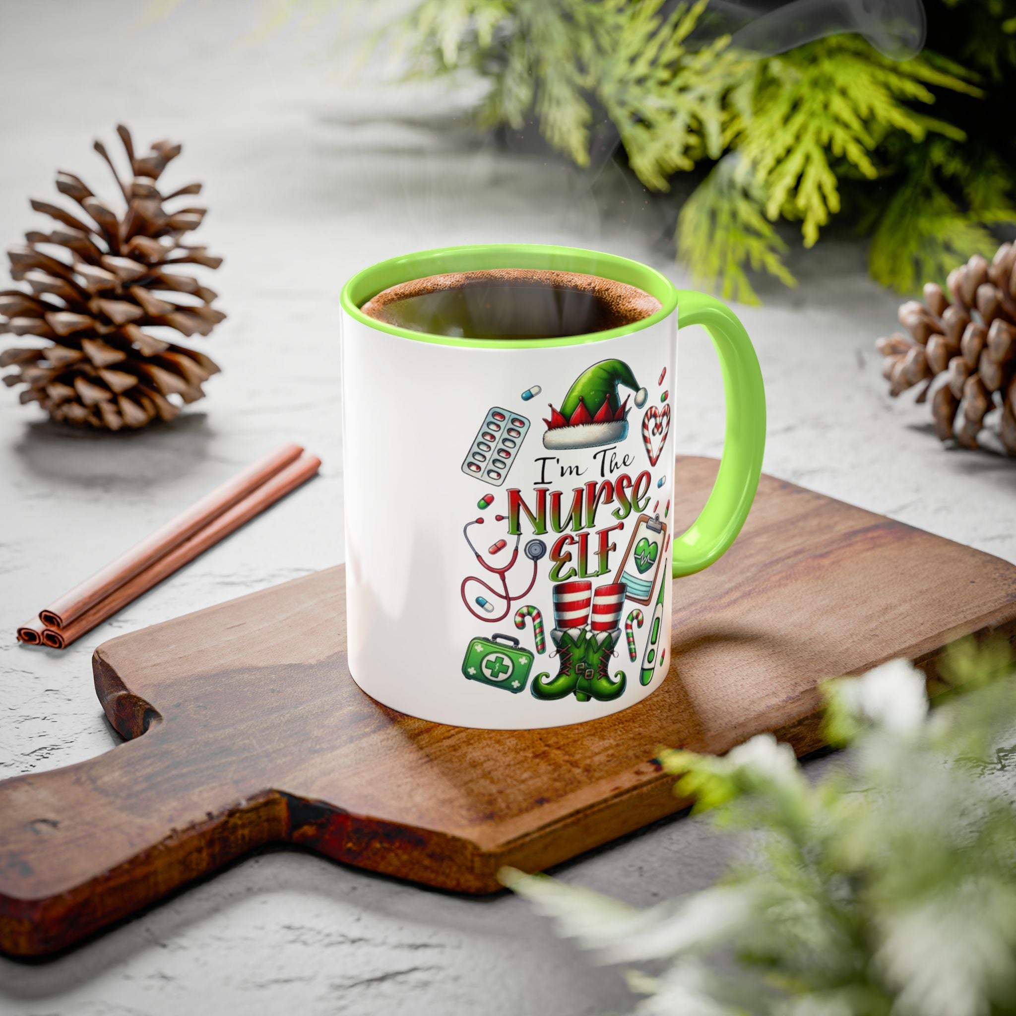 Nurse Elf Coffee Mug — Christmas Medical Holiday Gift (11oz & 15oz) Medical Christmas Mug