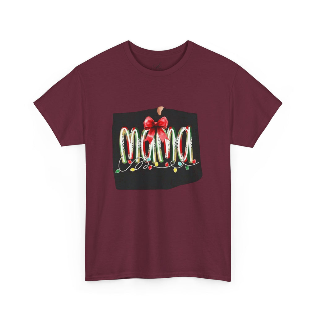 Festive Mama Tee, Cozy Holiday Shirt, Gift for Mom, Christmas T-Shirt, Unisex Cotton Tee